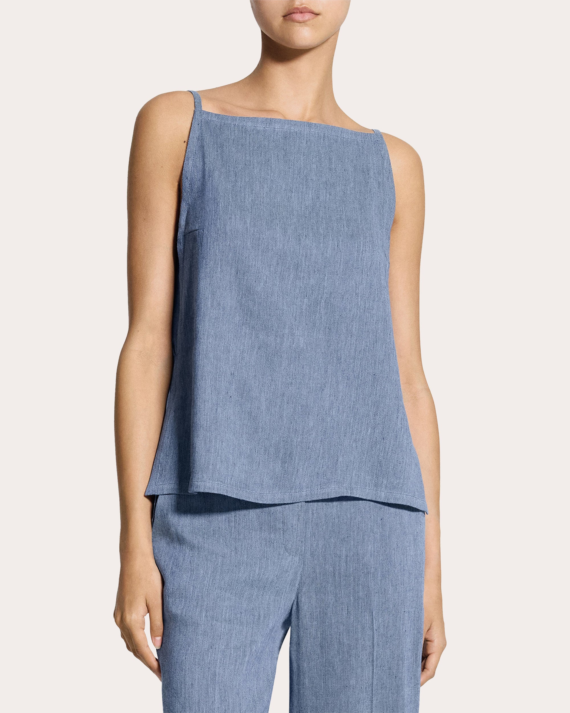Fluid Linen Square Neck Apron Top