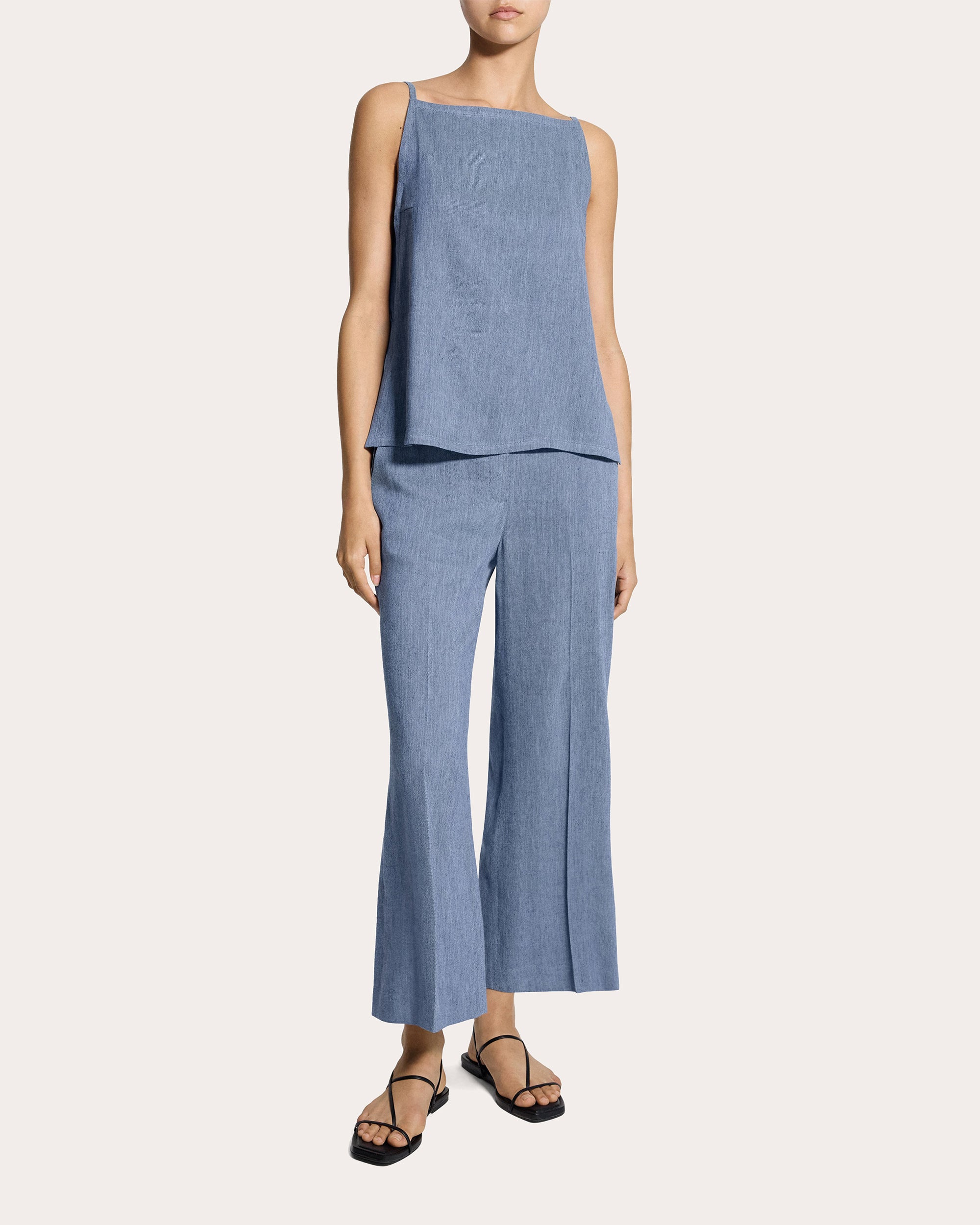 Fluid Linen Square Neck Apron Top