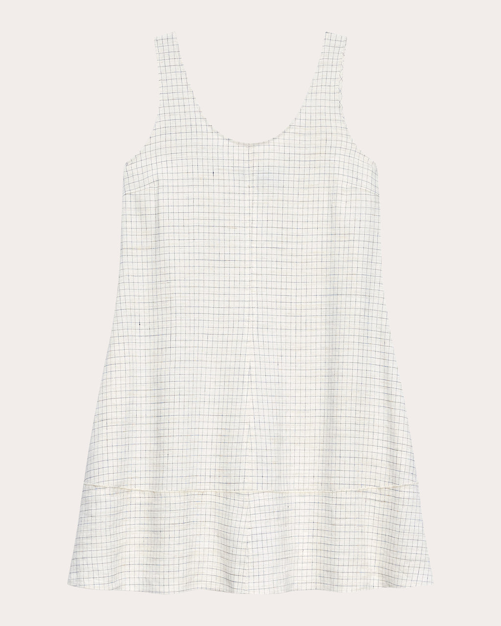 Check Linen-Blend A-Line Tank Dress