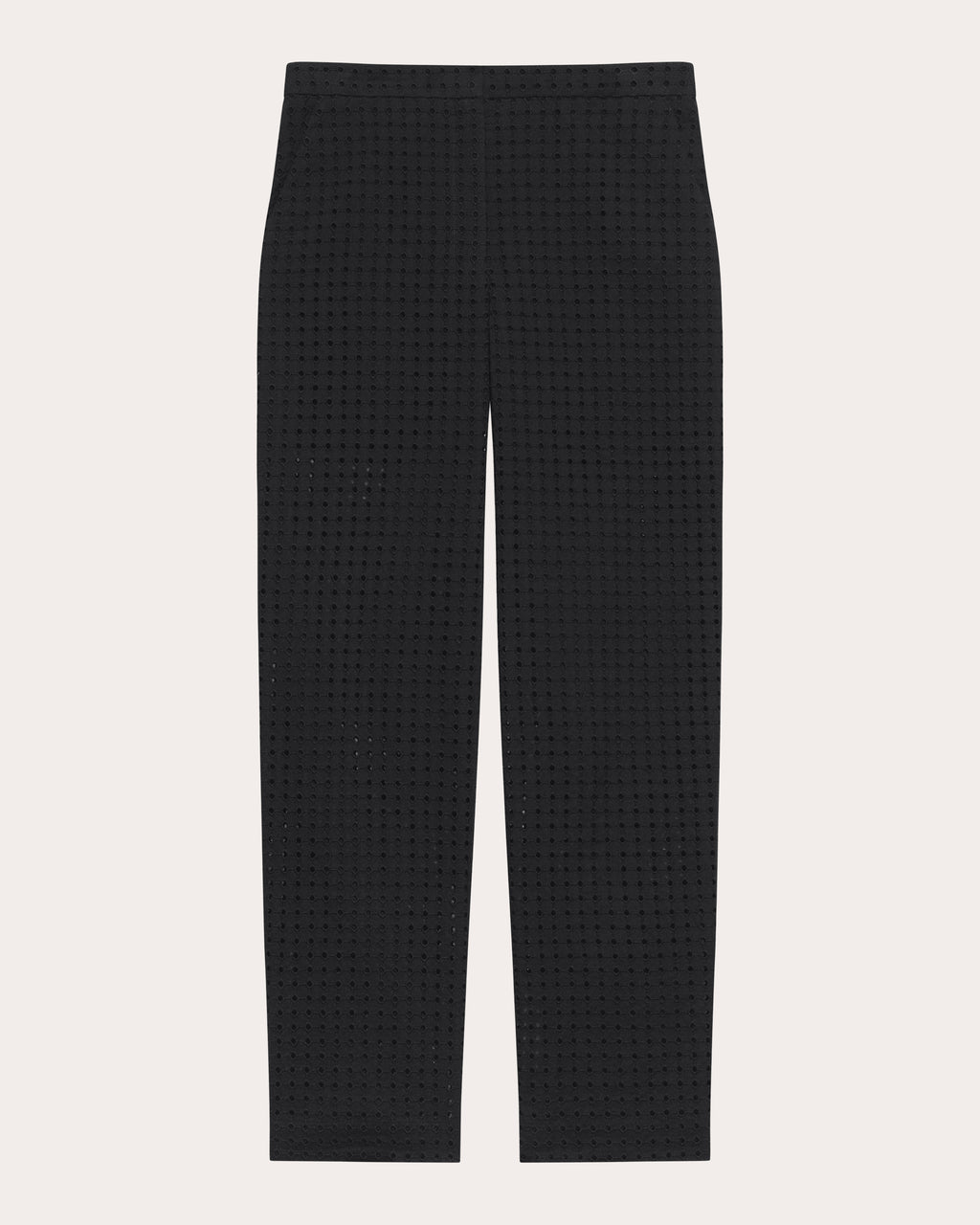 Embroidered Eyelet Cotton Easy Slim Pants