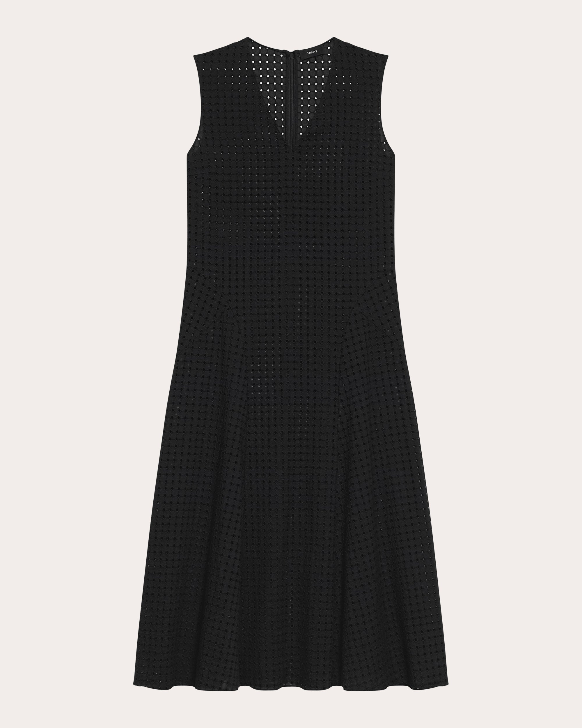 Embroidered Eyelet Cotton Easy Flare Midi Dress