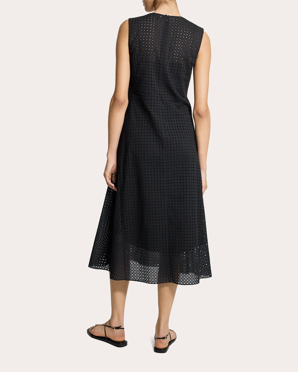 Embroidered Eyelet Cotton Easy Flare Midi Dress