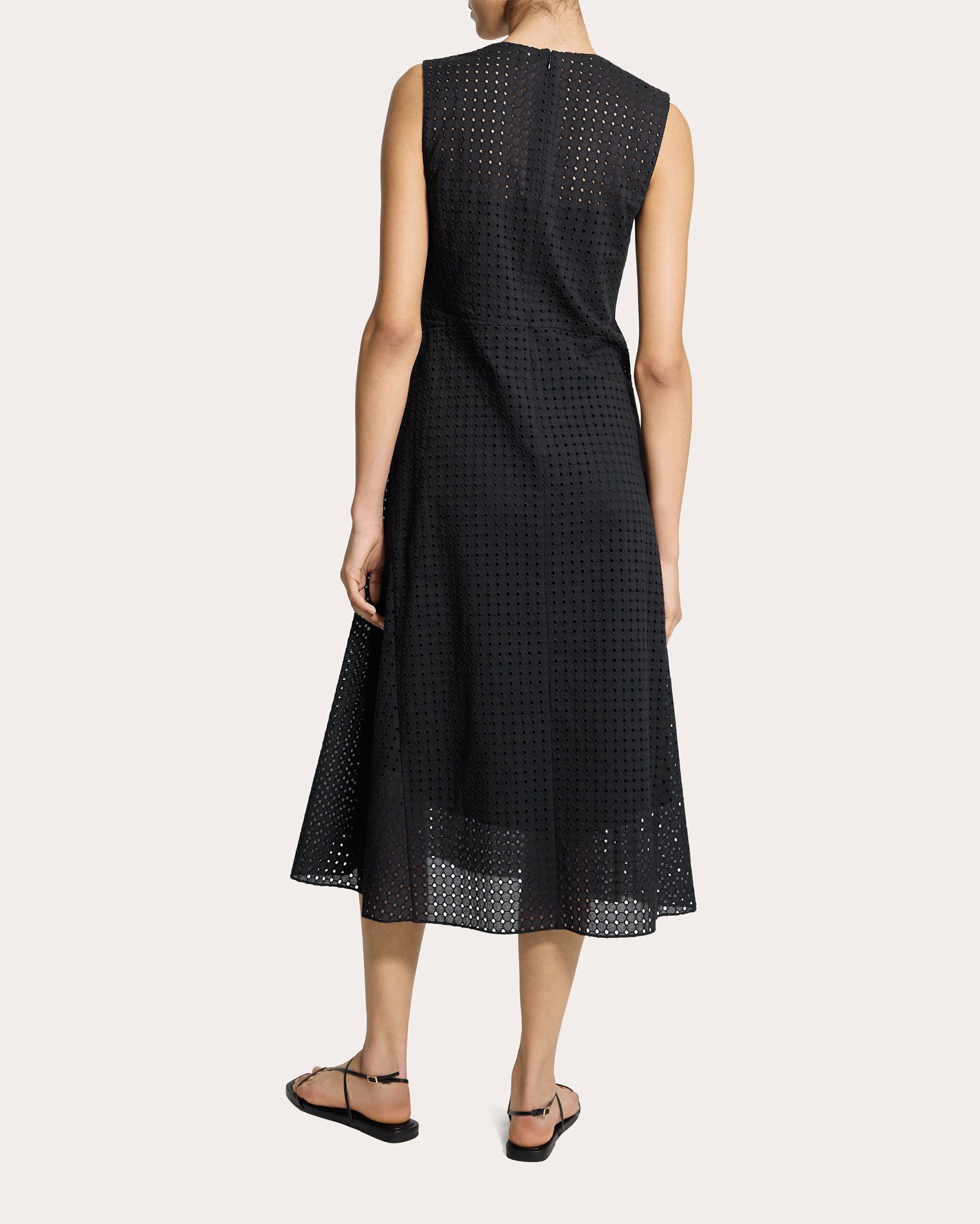 Embroidered Eyelet Cotton Easy Flare Midi Dress