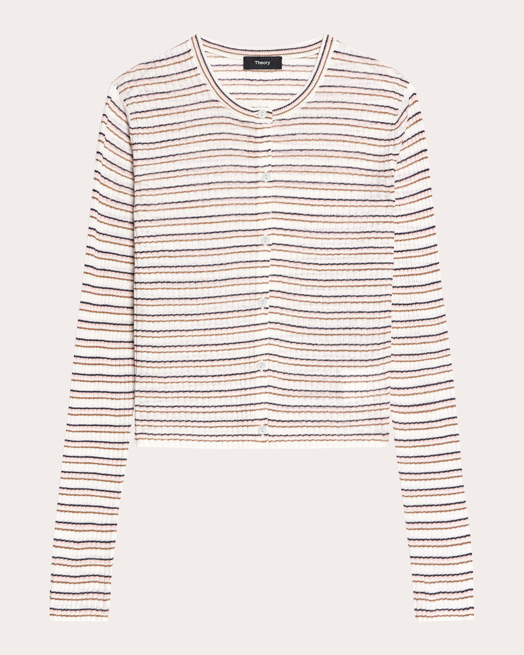 Stripe Linen Knit Cropped Cardigan