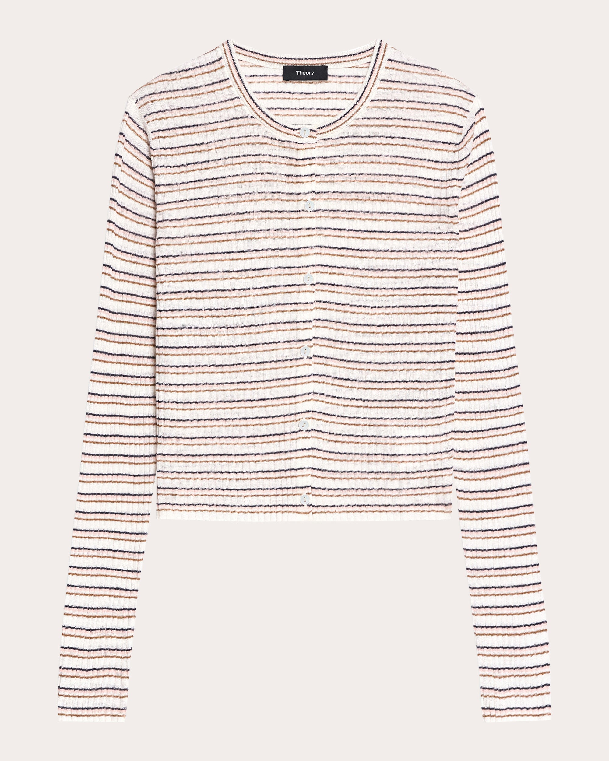 Stripe Linen Knit Cropped Cardigan