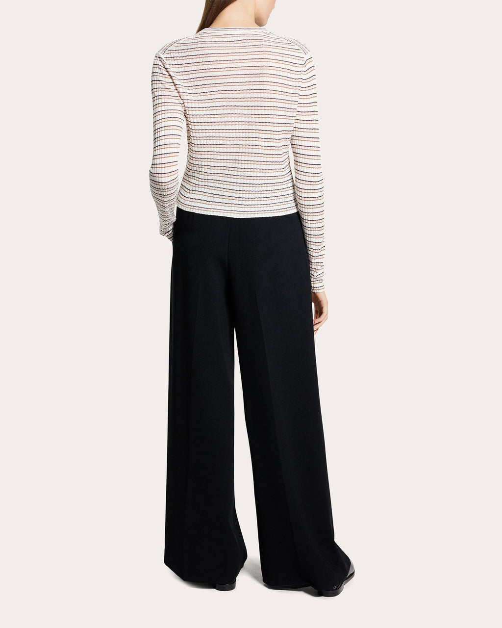 Stripe Linen Knit Cropped Cardigan
