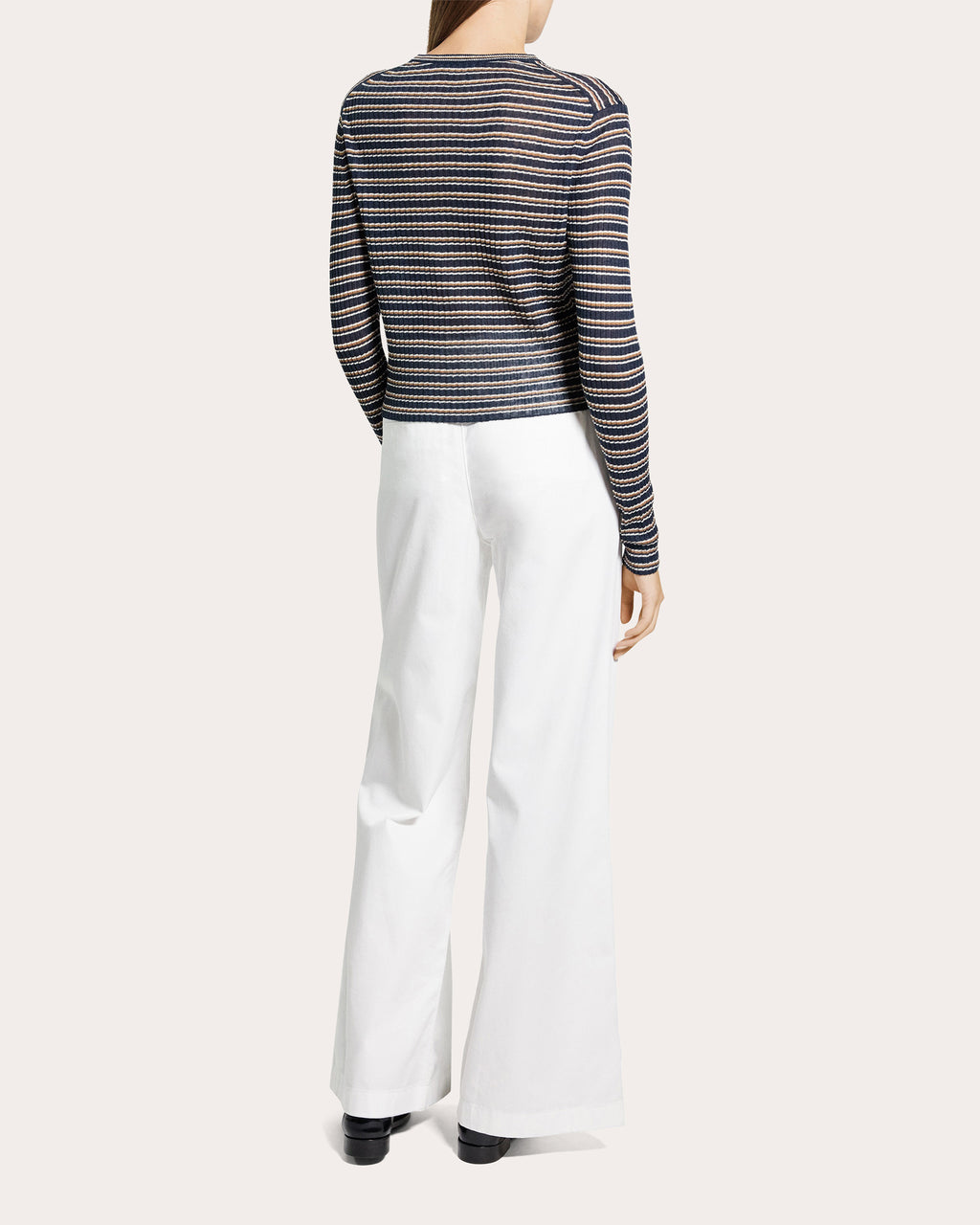 Stripe Linen Knit Cropped Cardigan