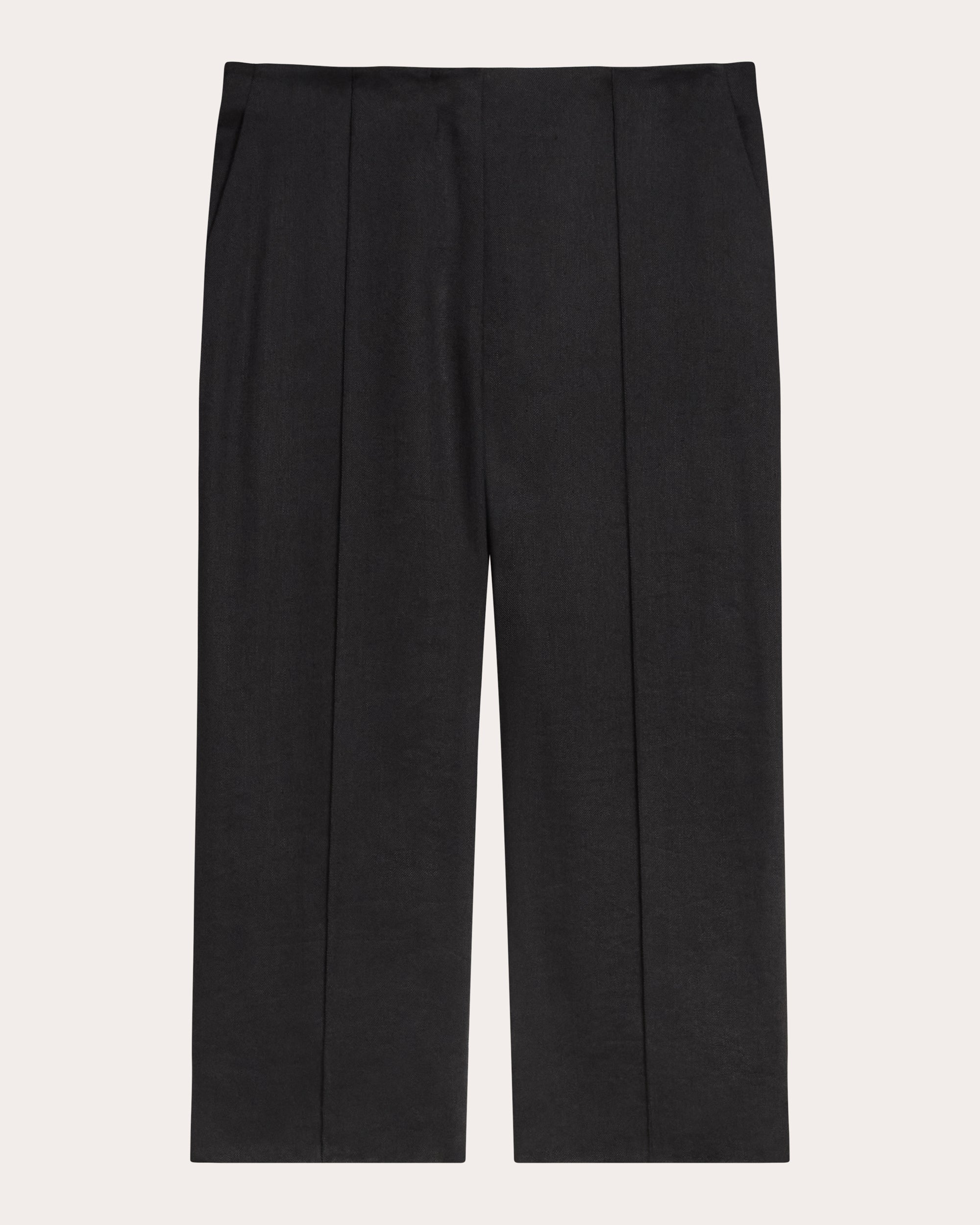 Linen Twill Slit Capri Pants
