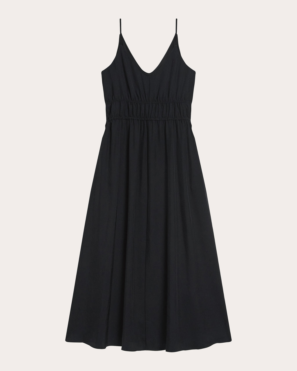 Washed Twill Gathered Midi Dress