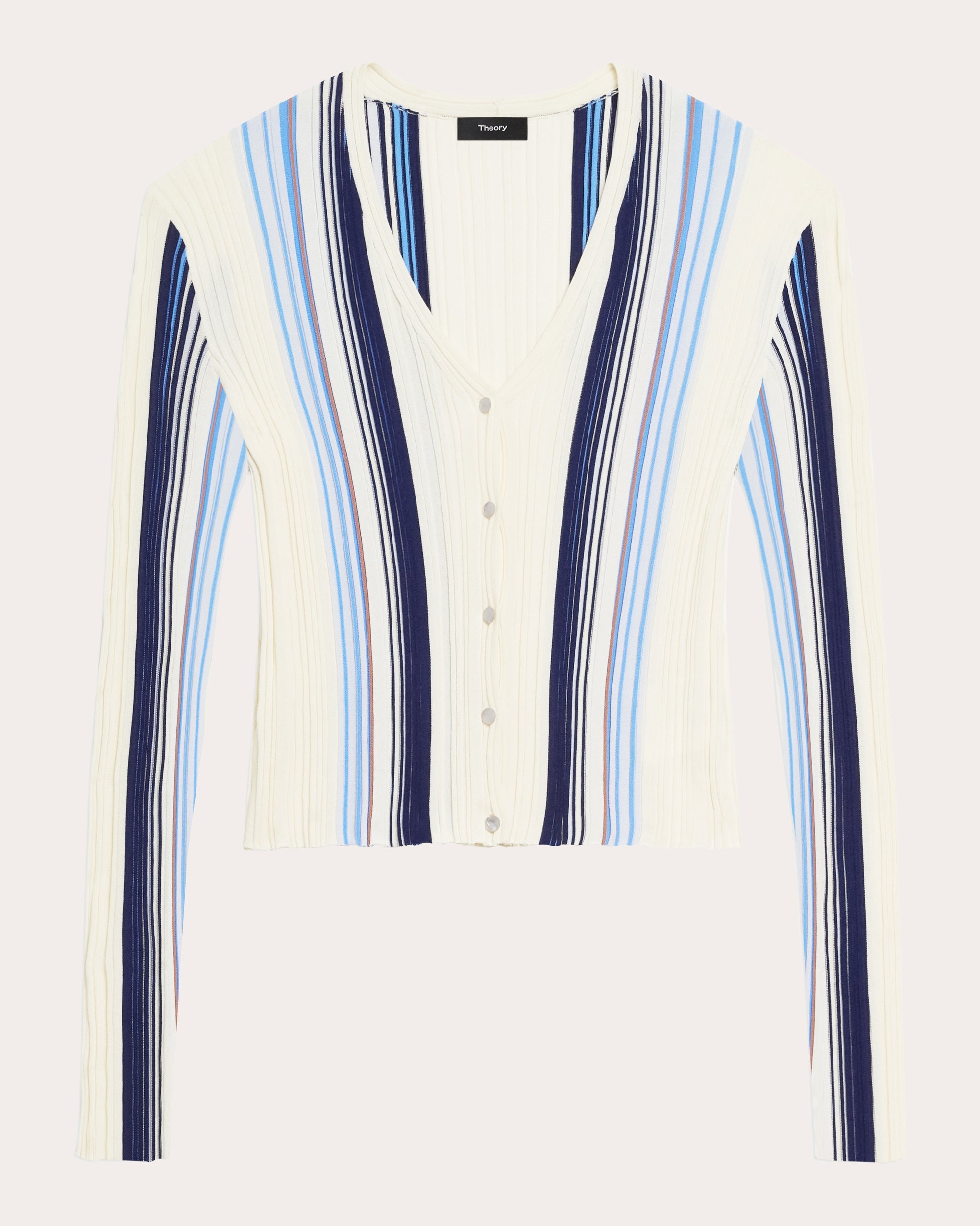 Stripe Rib Knit Slim Cardigan