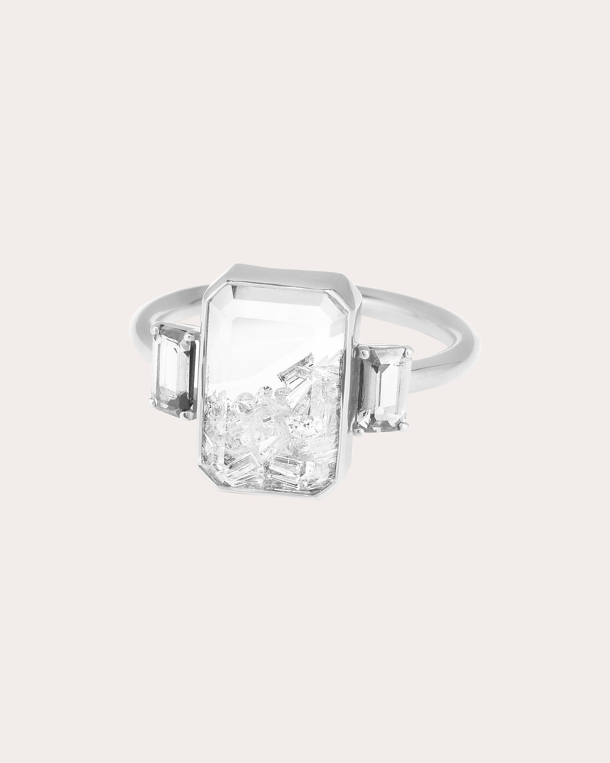 Diamond & 18k White Gold Shaker Ring