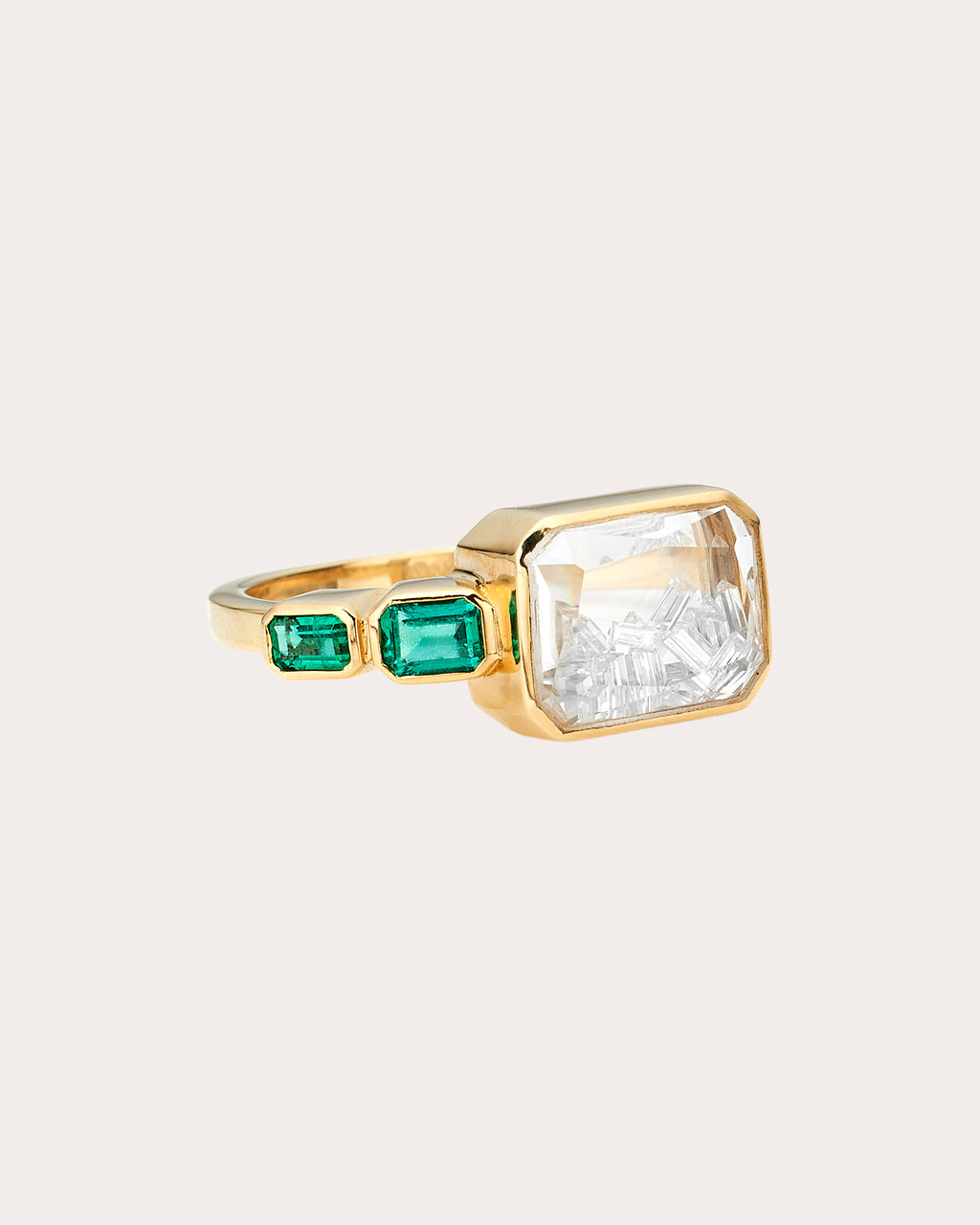 Emerald & Diamond 18k Gold Bala Shaker Ring