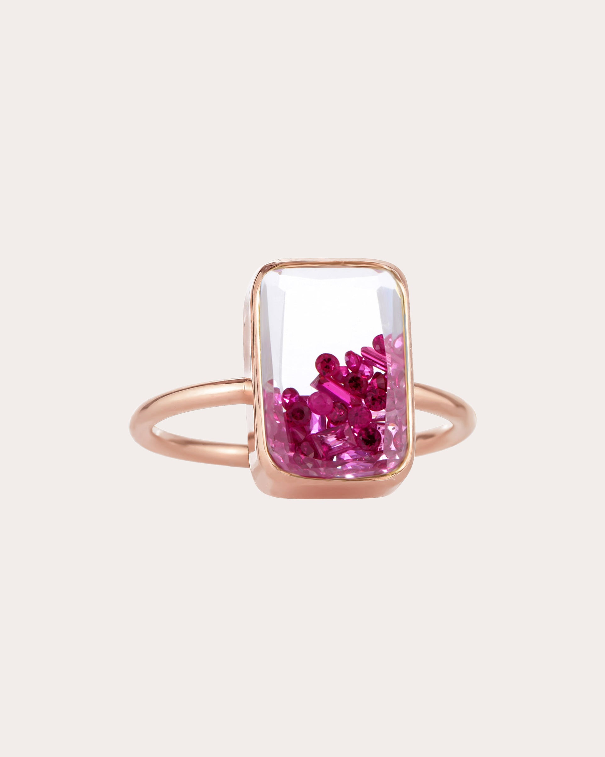 Ruby & 18k Rose Gold Petite Ten Fourteen Shaker Ring