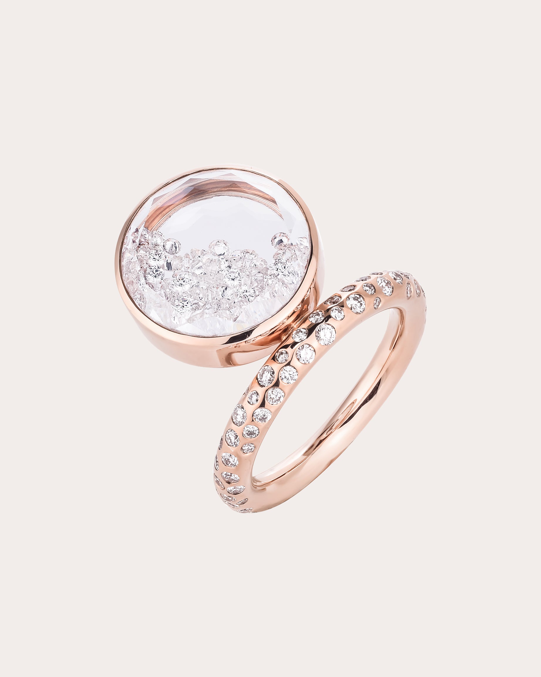 Diamond & 18k Rose Gold Bambole Shaker Ring