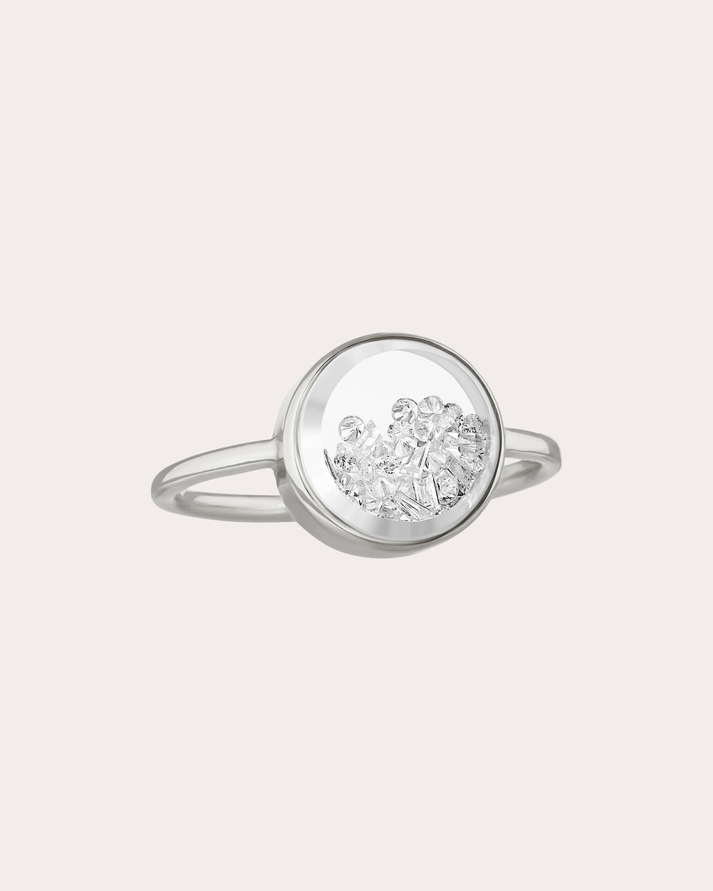 Diamond & 18k White Gold Core Shaker Ring