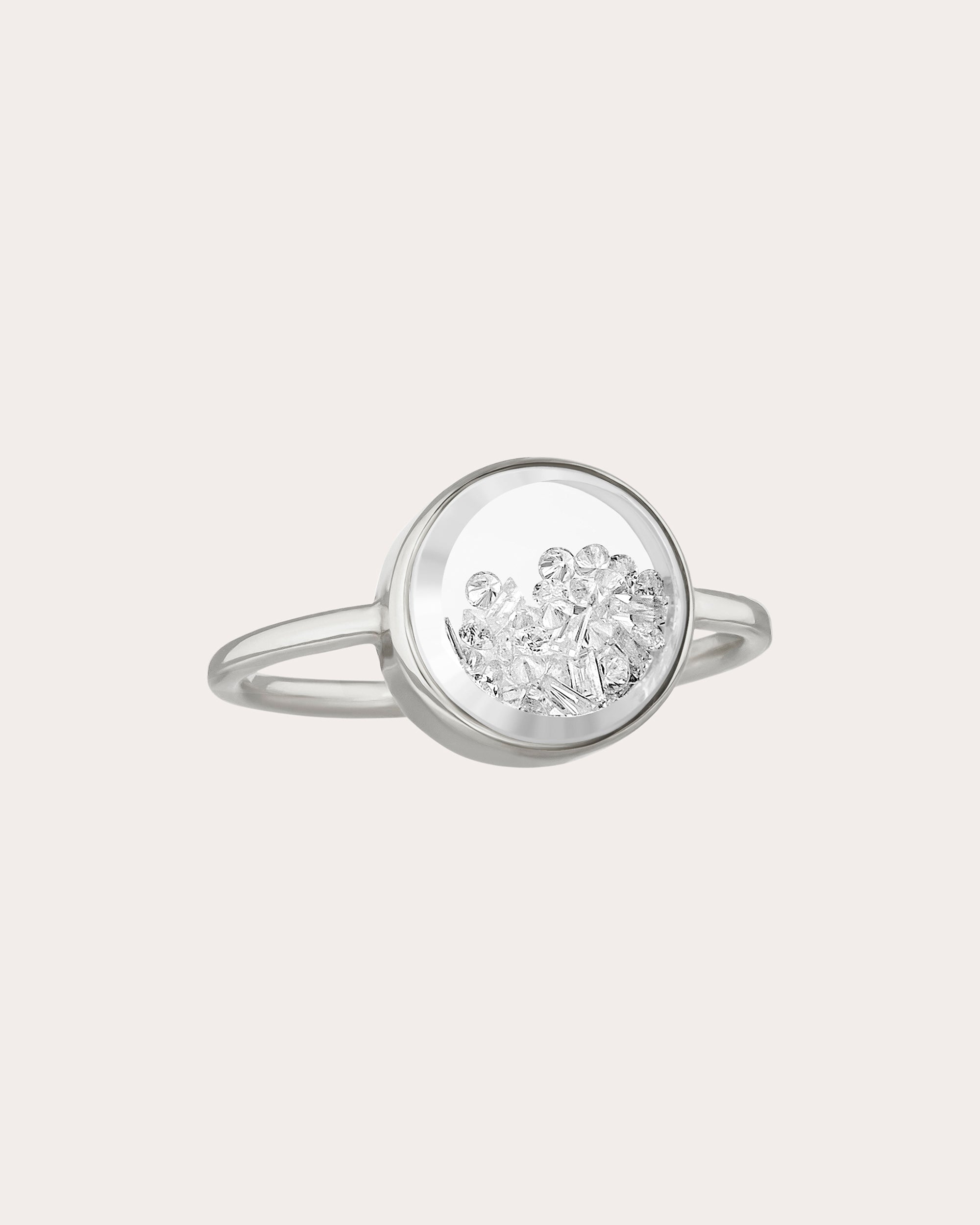 Diamond & 18k White Gold Core Shaker Ring