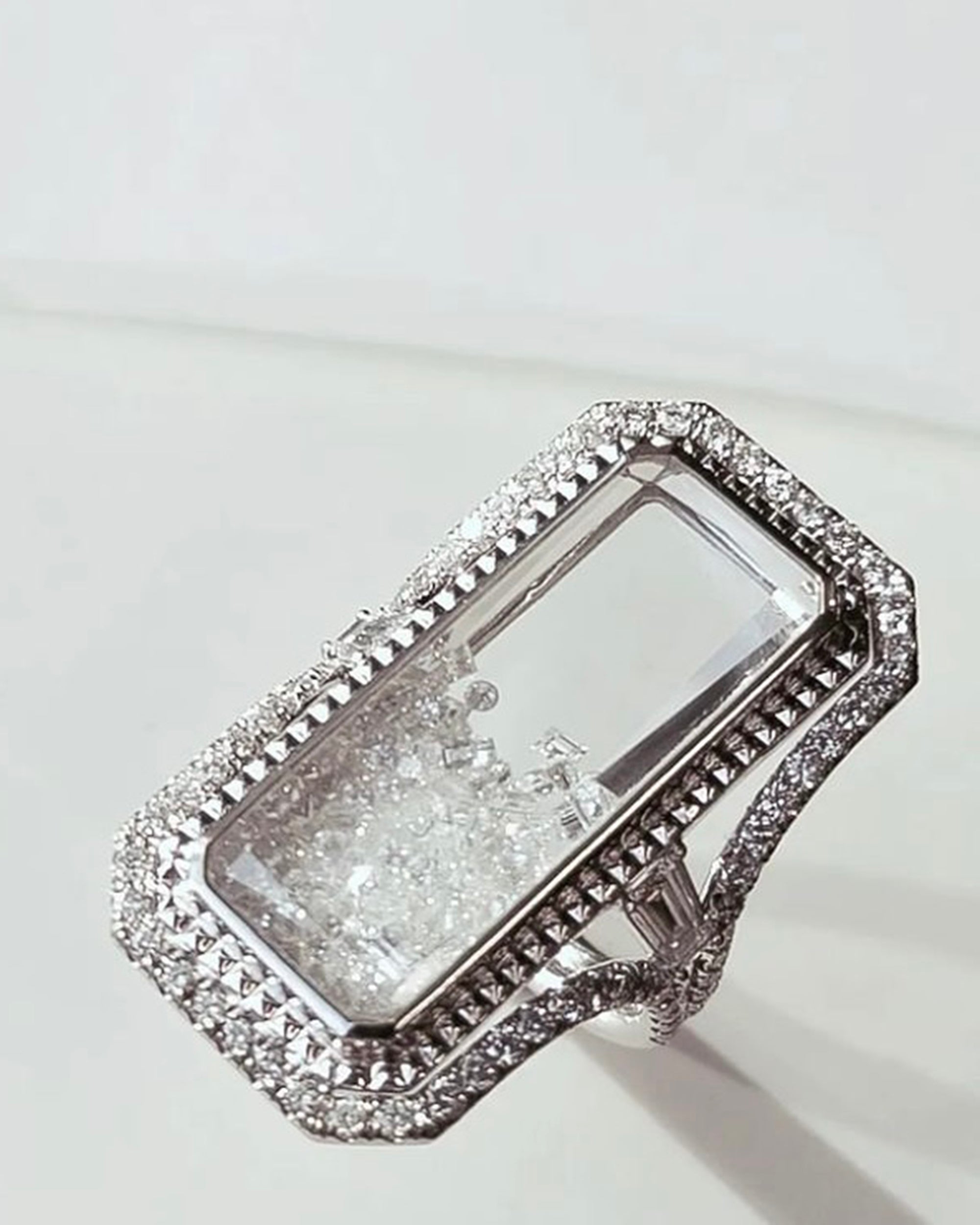 Diamond & 18k White Gold Cocktail Shaker Ring