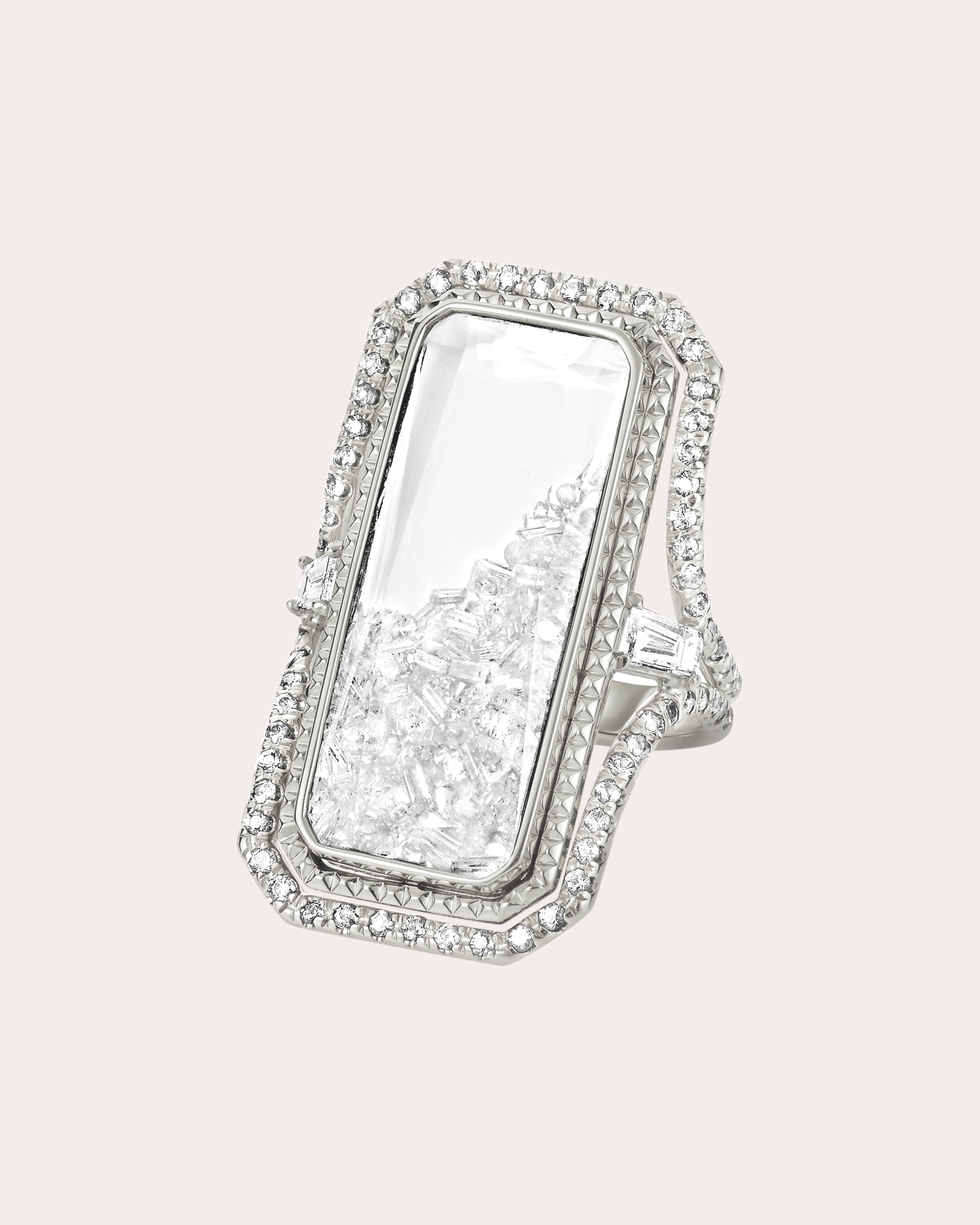 Diamond & 18k White Gold Cocktail Shaker Ring