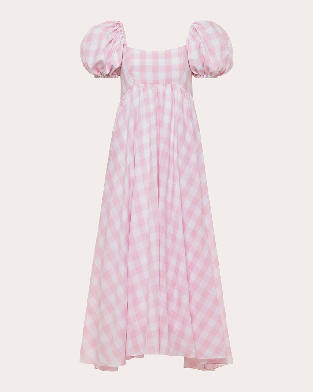 Rory Gingham Cotton Puff-Sleeve Midi Dress