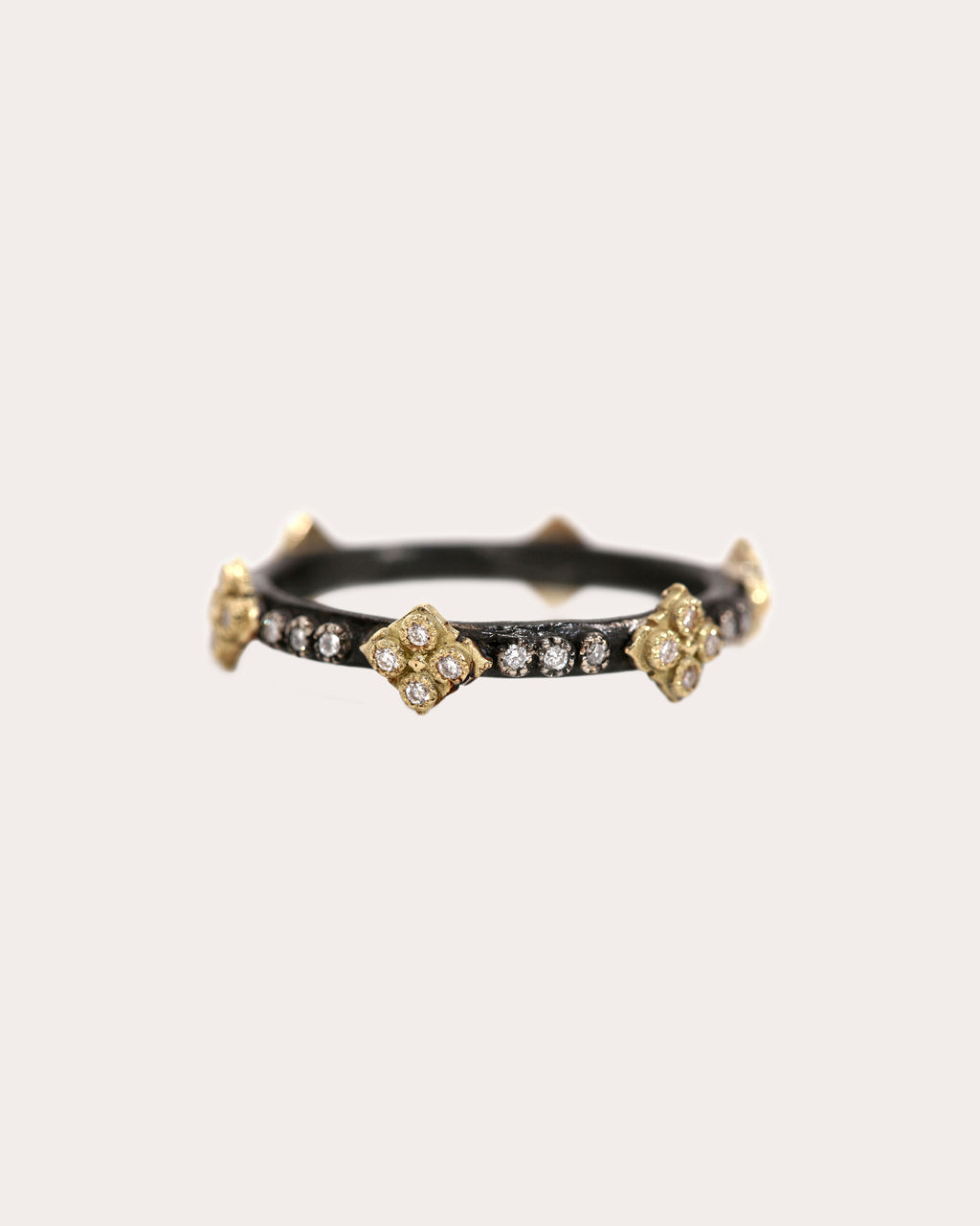 Diamond & Blackened Two-Tone Crivelli Ring