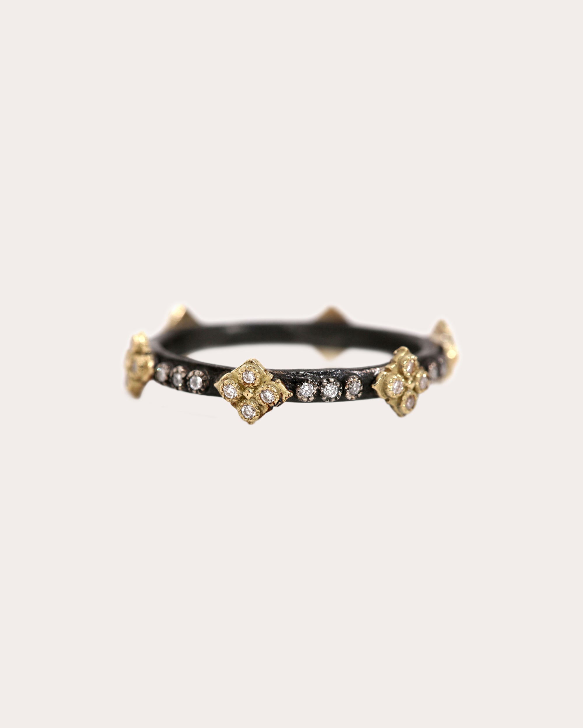 Diamond & Blackened Two-Tone Crivelli Ring