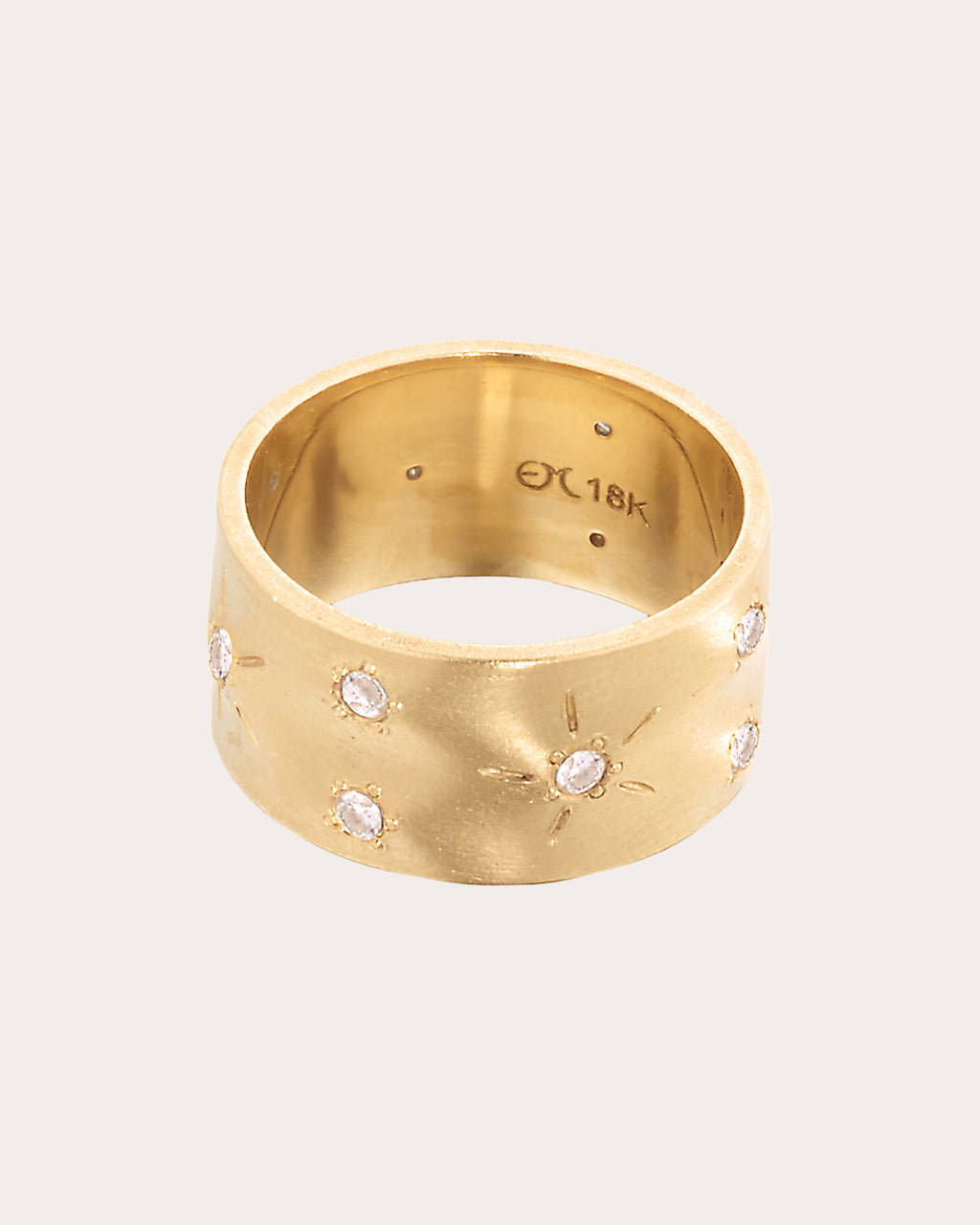 Diamond & 18k Gold Circle of 5ths Cigar Band Ring