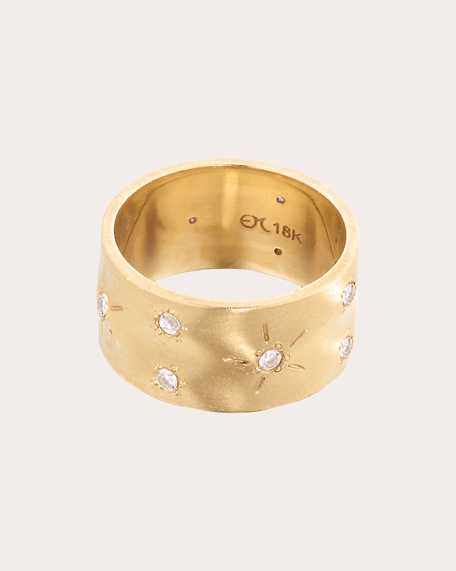 Diamond & 18k Gold Circle of 5ths Cigar Band Ring