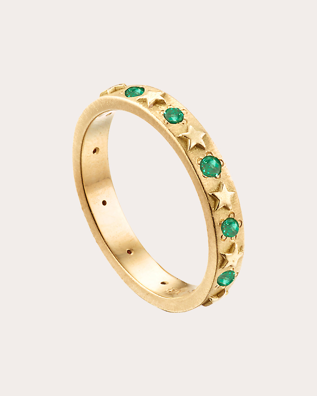 Emerald & 18k Gold Celestial Star Ring