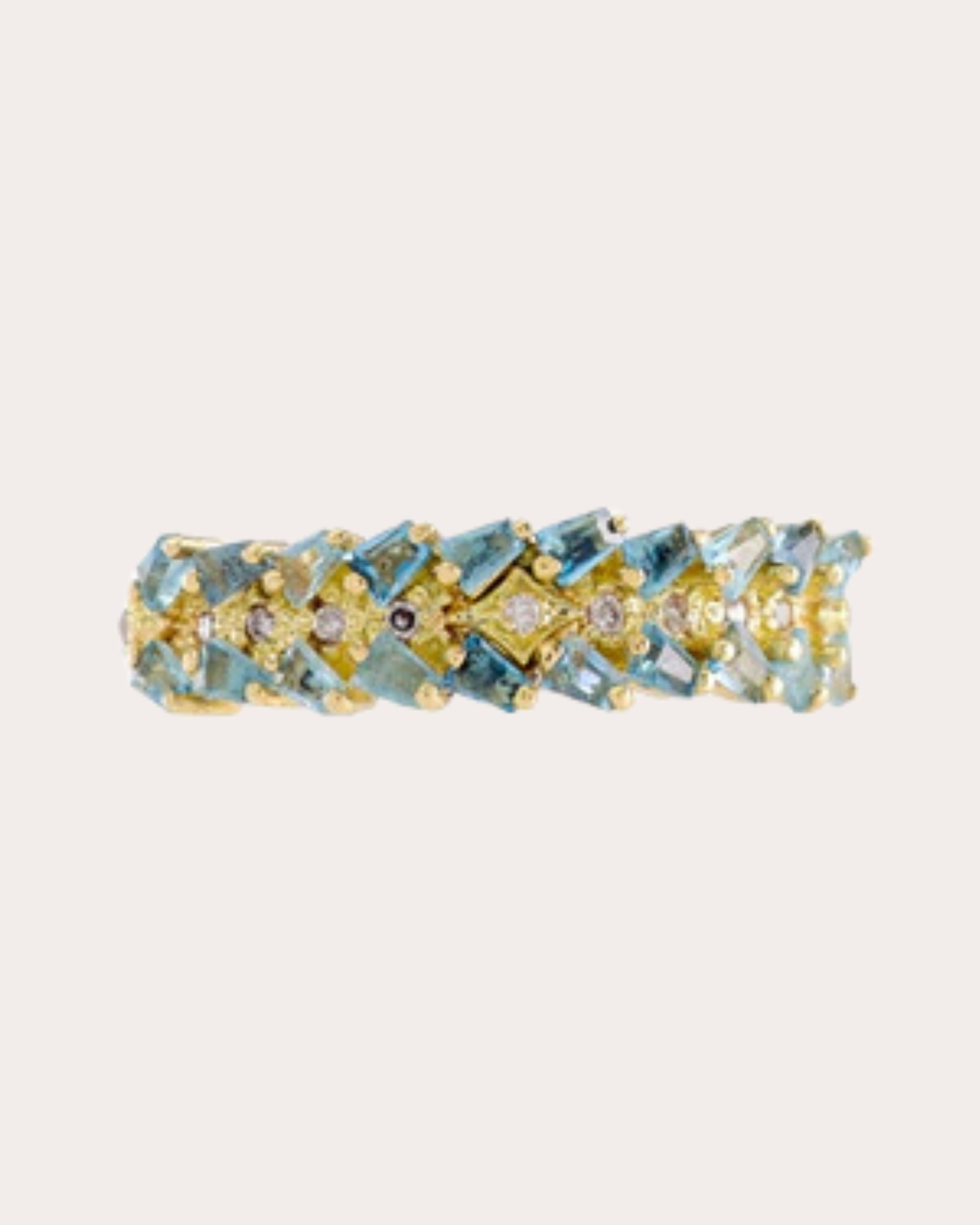 Aquamarine & Diamond 18k Gold Crivelli Stackable Ring