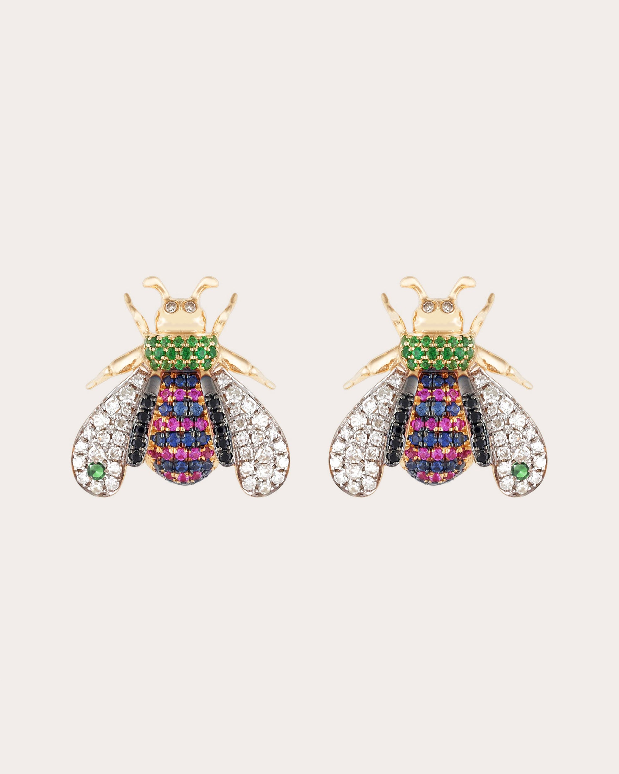 Sapphire & Tsavorite 18k Gold Vespa Stud Earrings