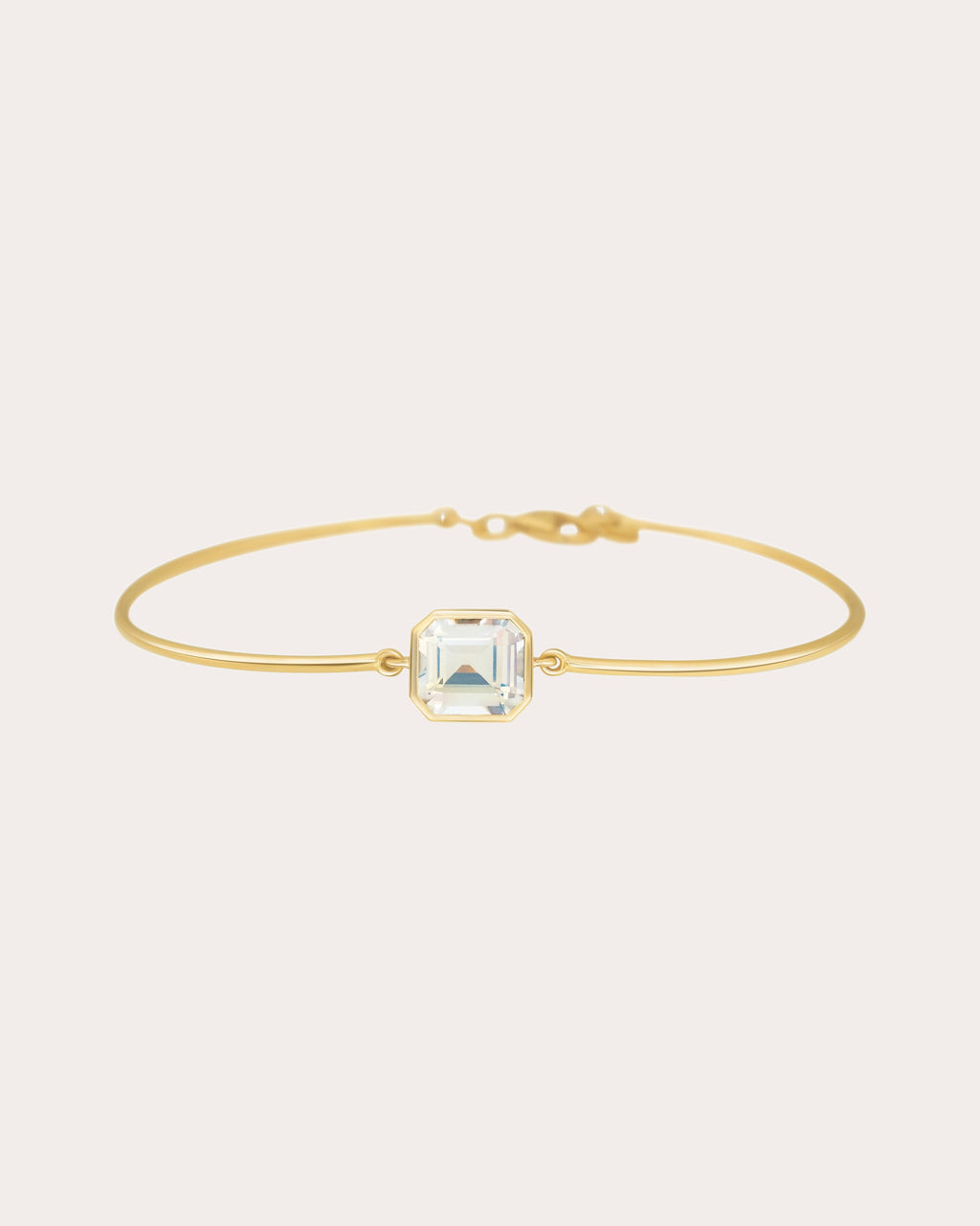 Rainbow Moonstone & 18k Gold Bar Bangle