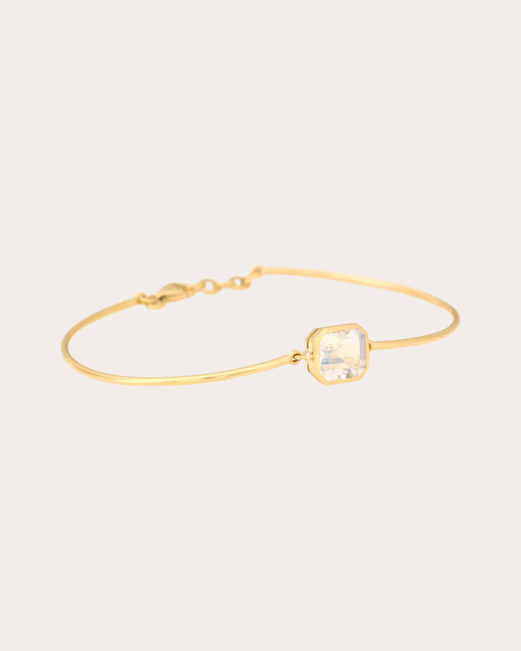 Rainbow Moonstone & 18k Gold Bar Bangle