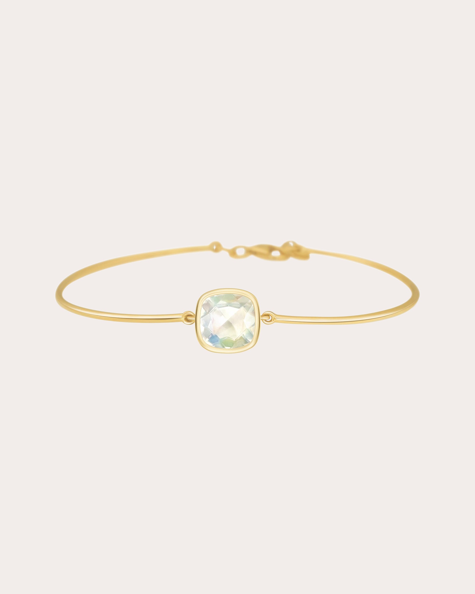 Rainbow Moonstone & 18k Gold Cushion Bangle
