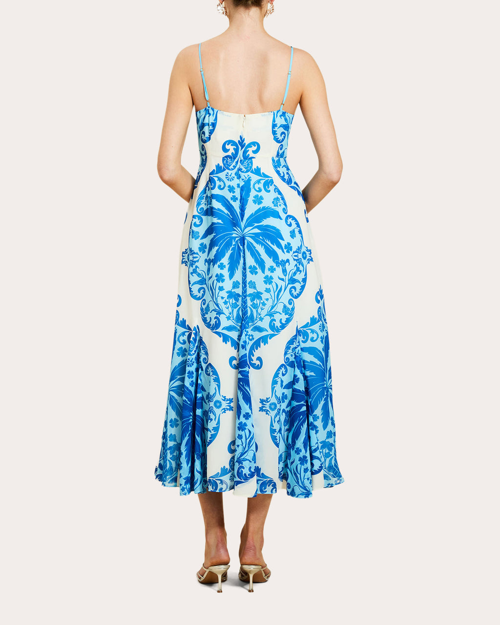 Reverie Printed Chiffon Godet Scarf Maxi Dress