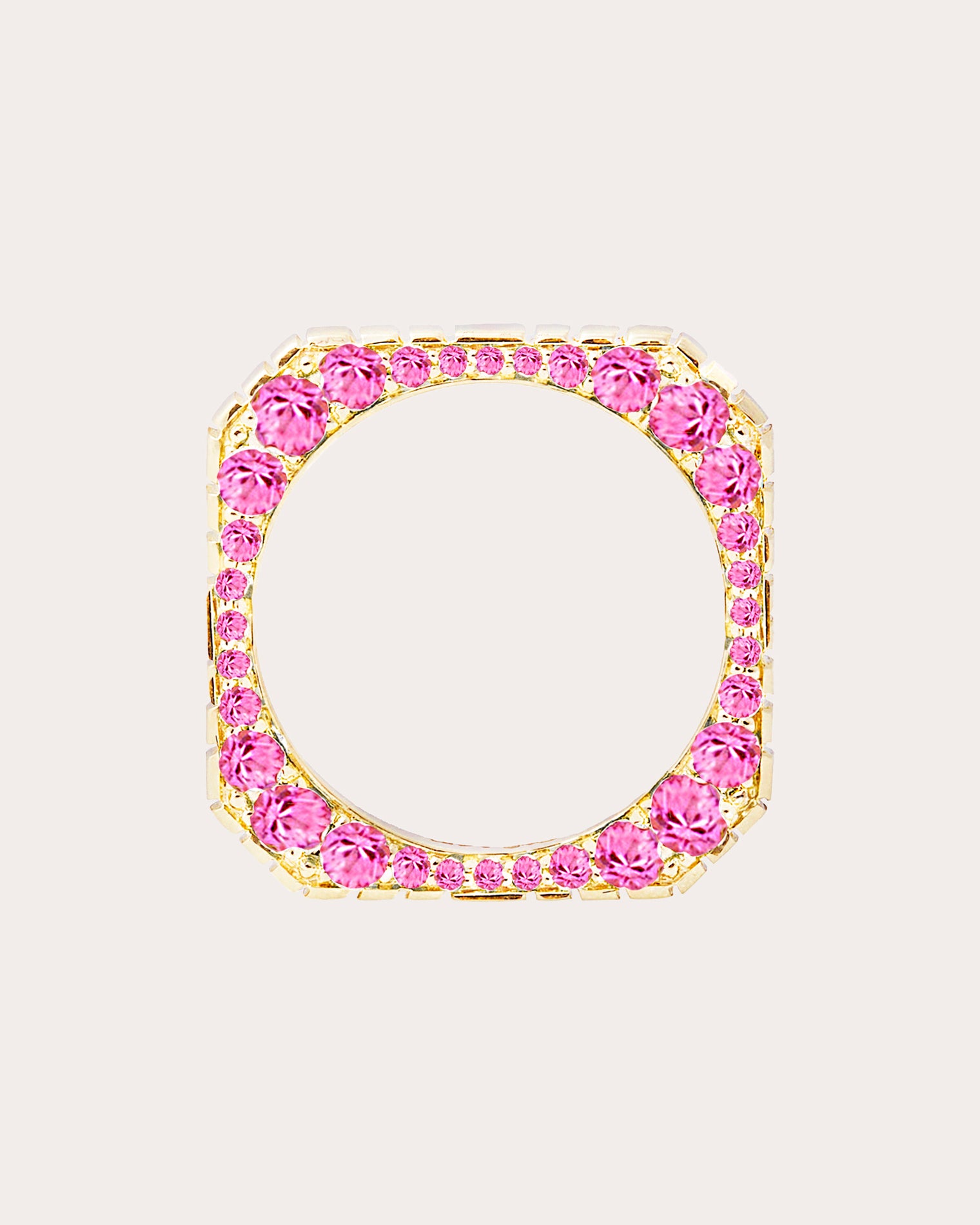 Pink Sapphire & 14k Gold Spark Etched Ring