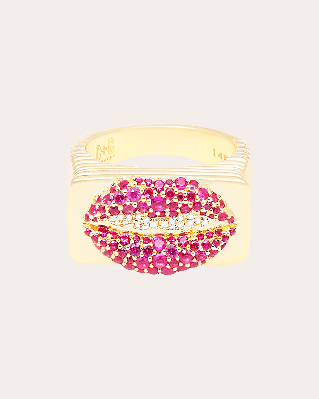 Ruby & Diamond 14k Gold Juju Lips Ring