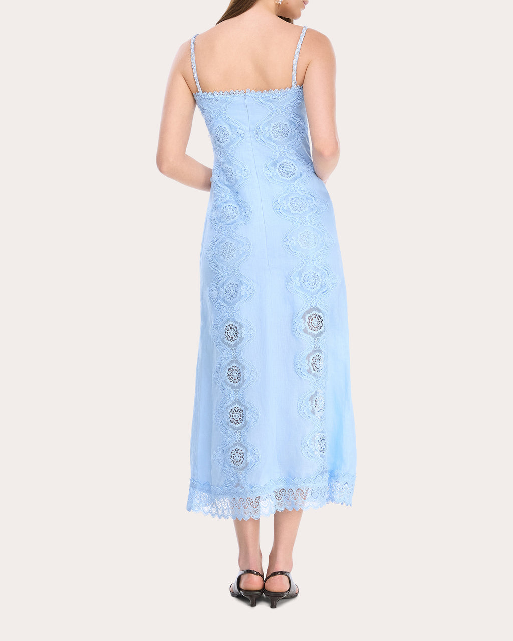 Rocio Embroidered Lace Linen Maxi Dress