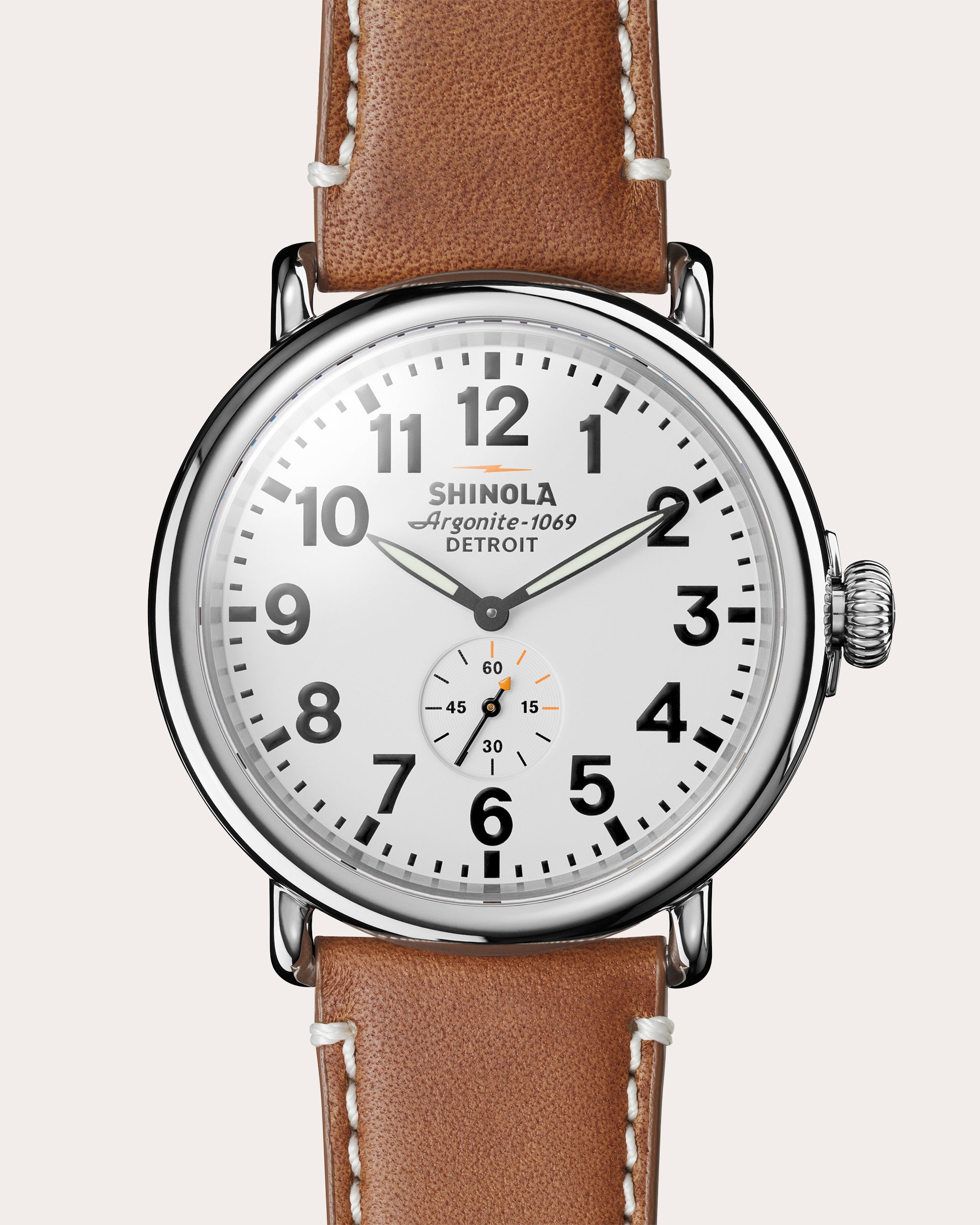 Men's Runwell 47mm Sub-Second Leather-Strap Watch