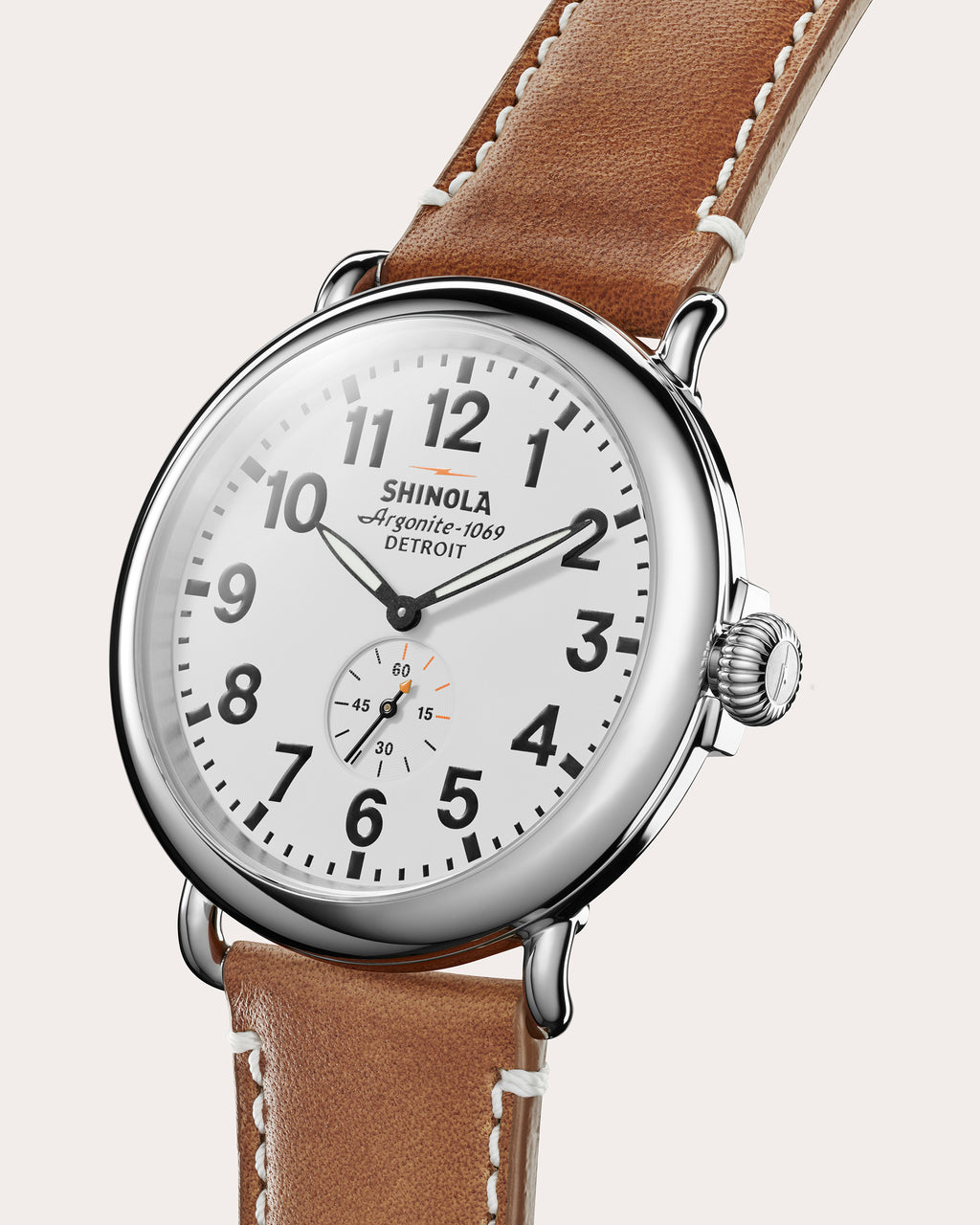 Men's Runwell 47mm Sub-Second Leather-Strap Watch