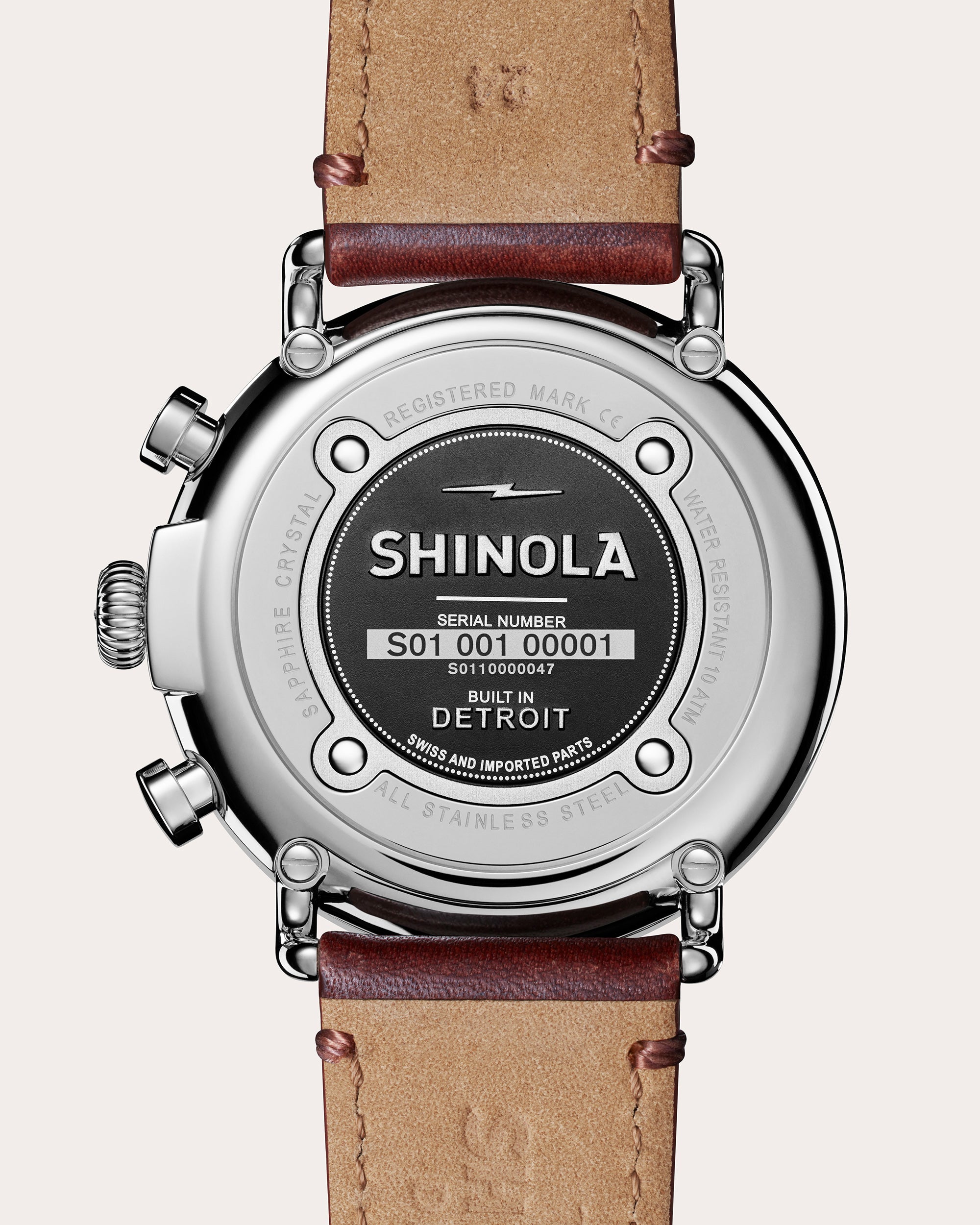 Men's Runwell Chronograph 47mm Stainless Steel and Leather Watch