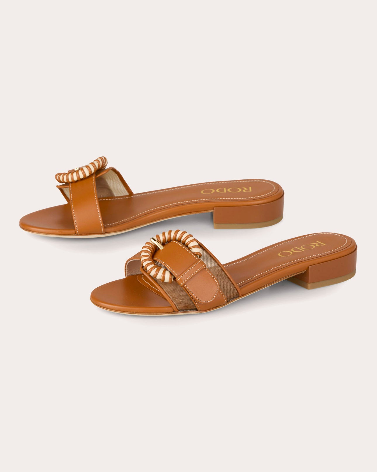 Opal Mesh Leather Buckle Sandal