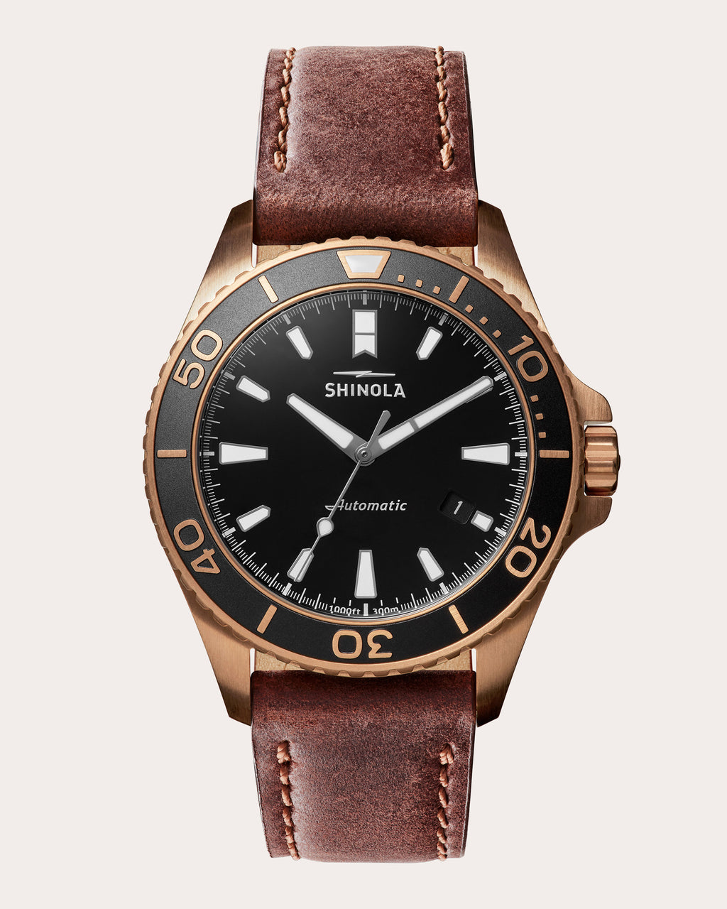 Men's Bronze Monster 43mm Leather-Strap Watch Set