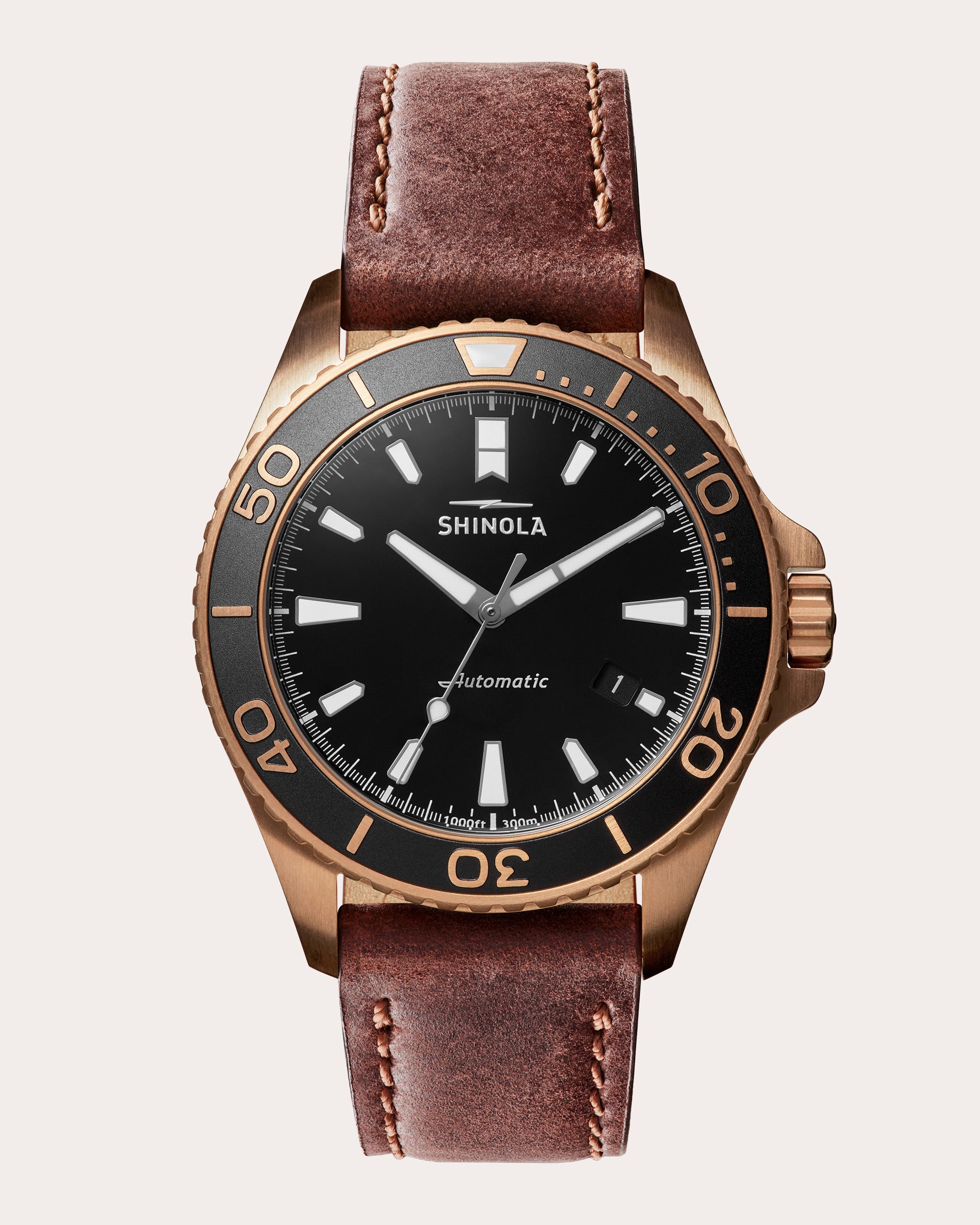 Men's Bronze Monster 43mm Leather-Strap Watch Set