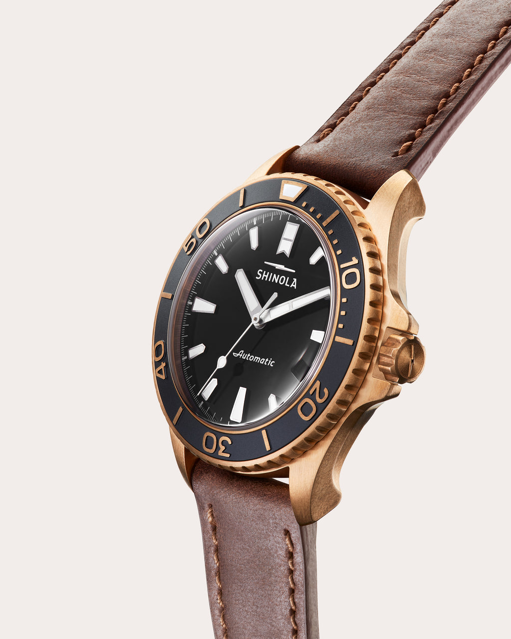 Men's Bronze Monster 43mm Leather-Strap Watch Set