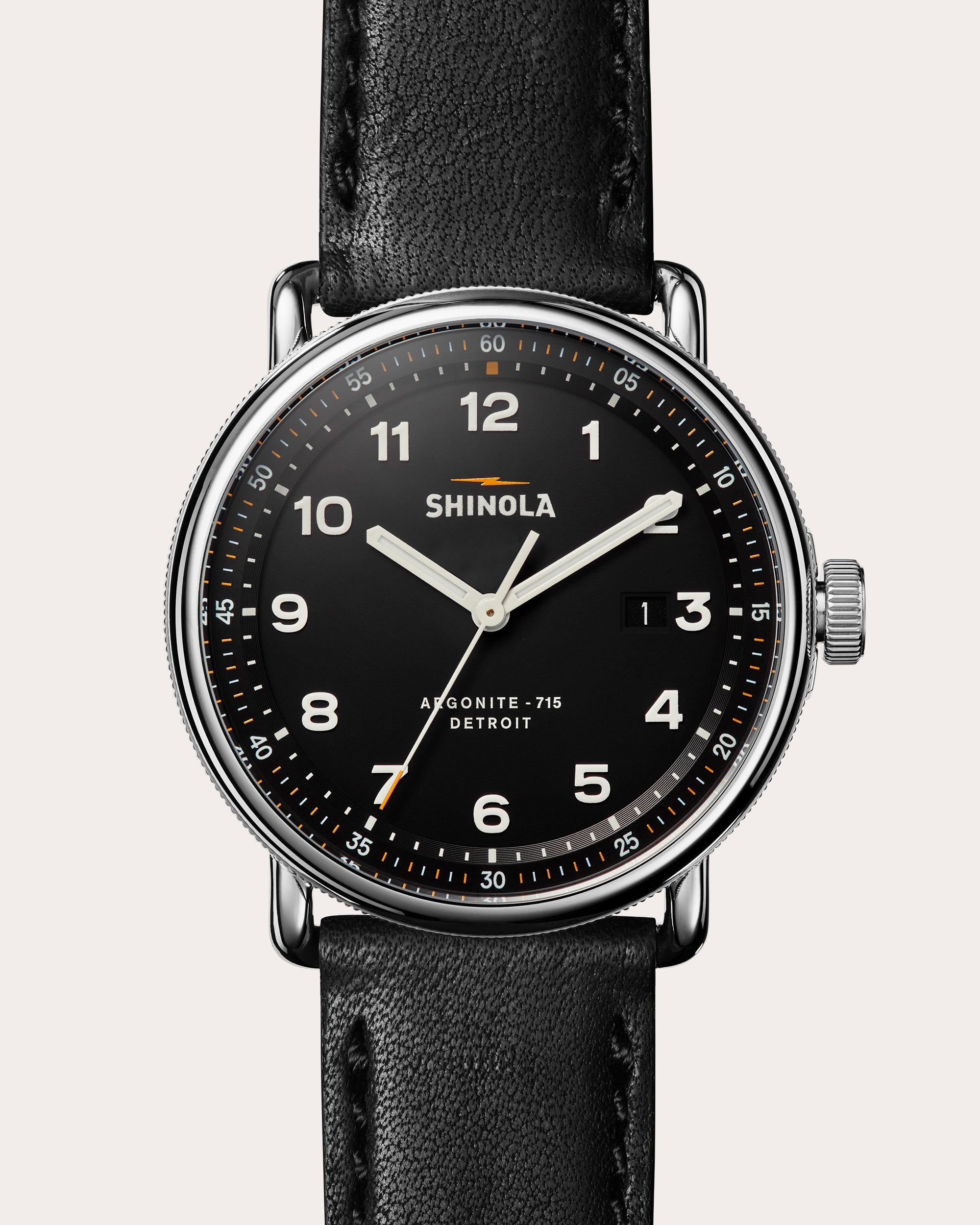 Men's Stainless Steel Canfield C56 43mm Leather-Strap Watch