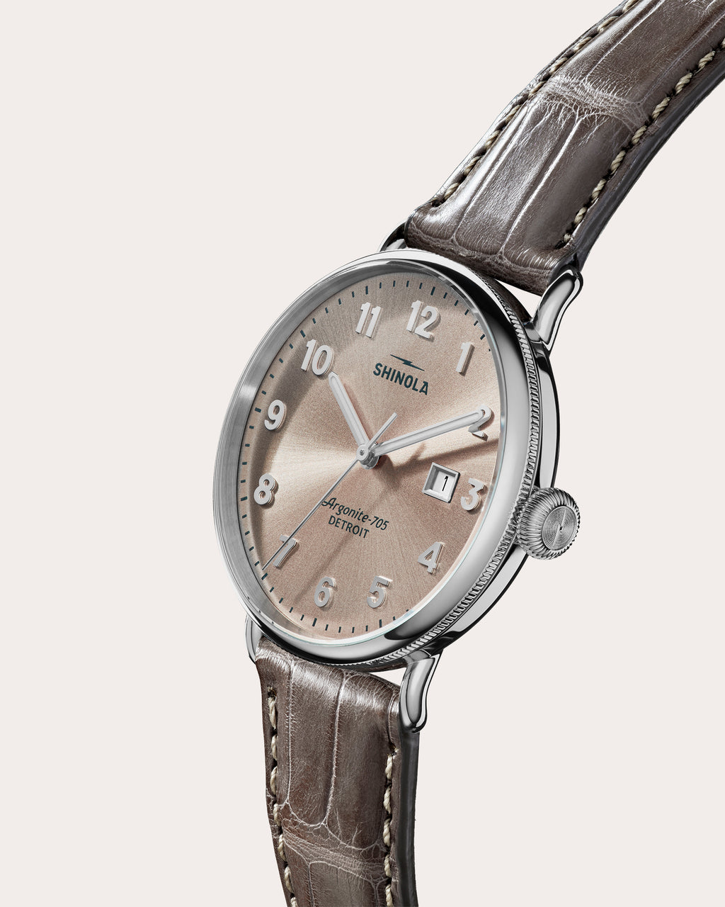 Canfield 38mm Croc Leather-Strap Watch