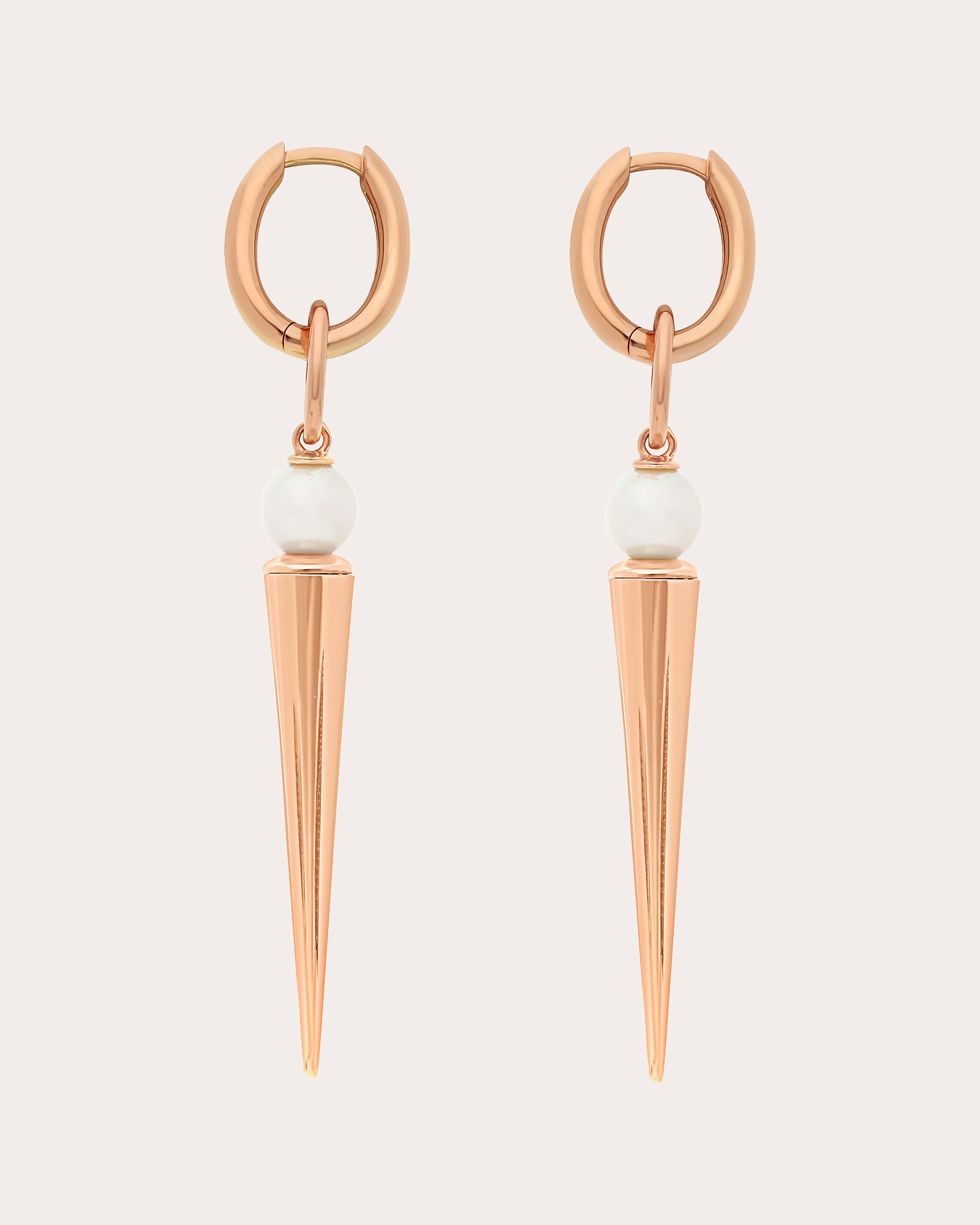 Pearl & 18k Rose Gold Pampille Spike Drop Earrings