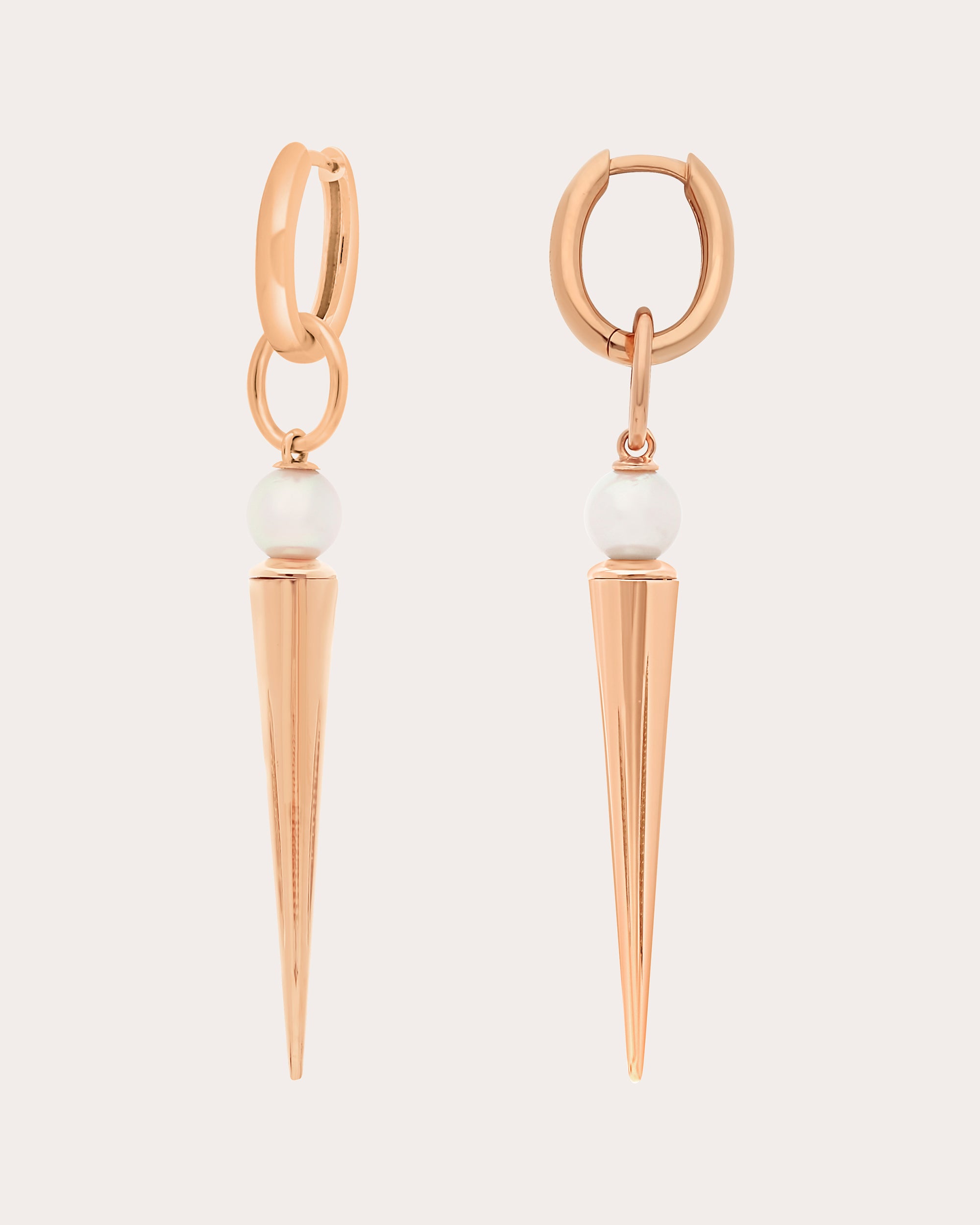 Pearl & 18k Rose Gold Pampille Spike Drop Earrings