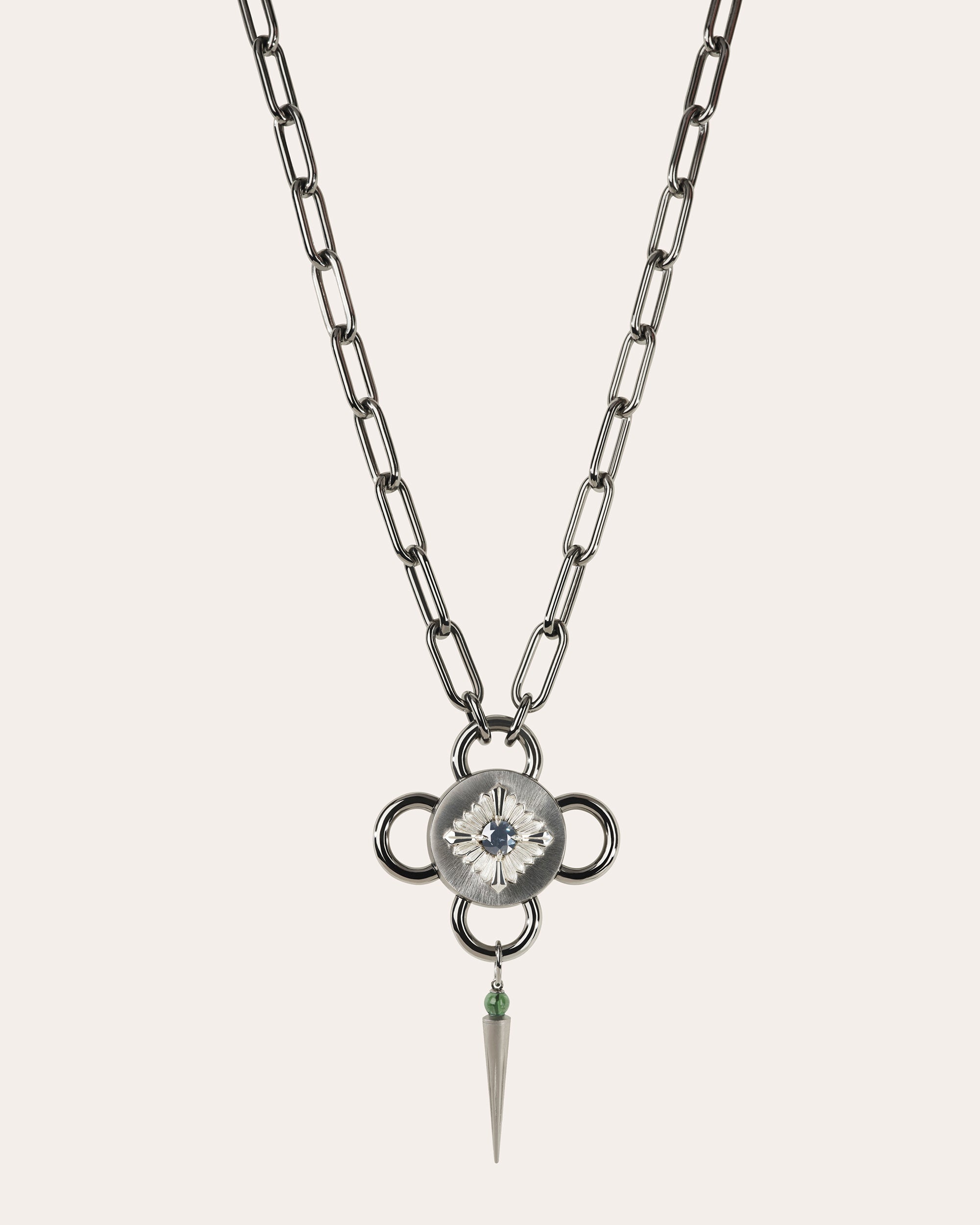 Tsavorite & Spinel Bolt Pendant Necklace