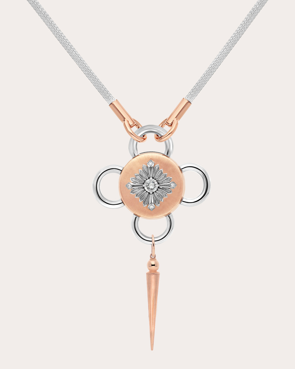 Diamond Two-Tone Bolt Pendant Necklace